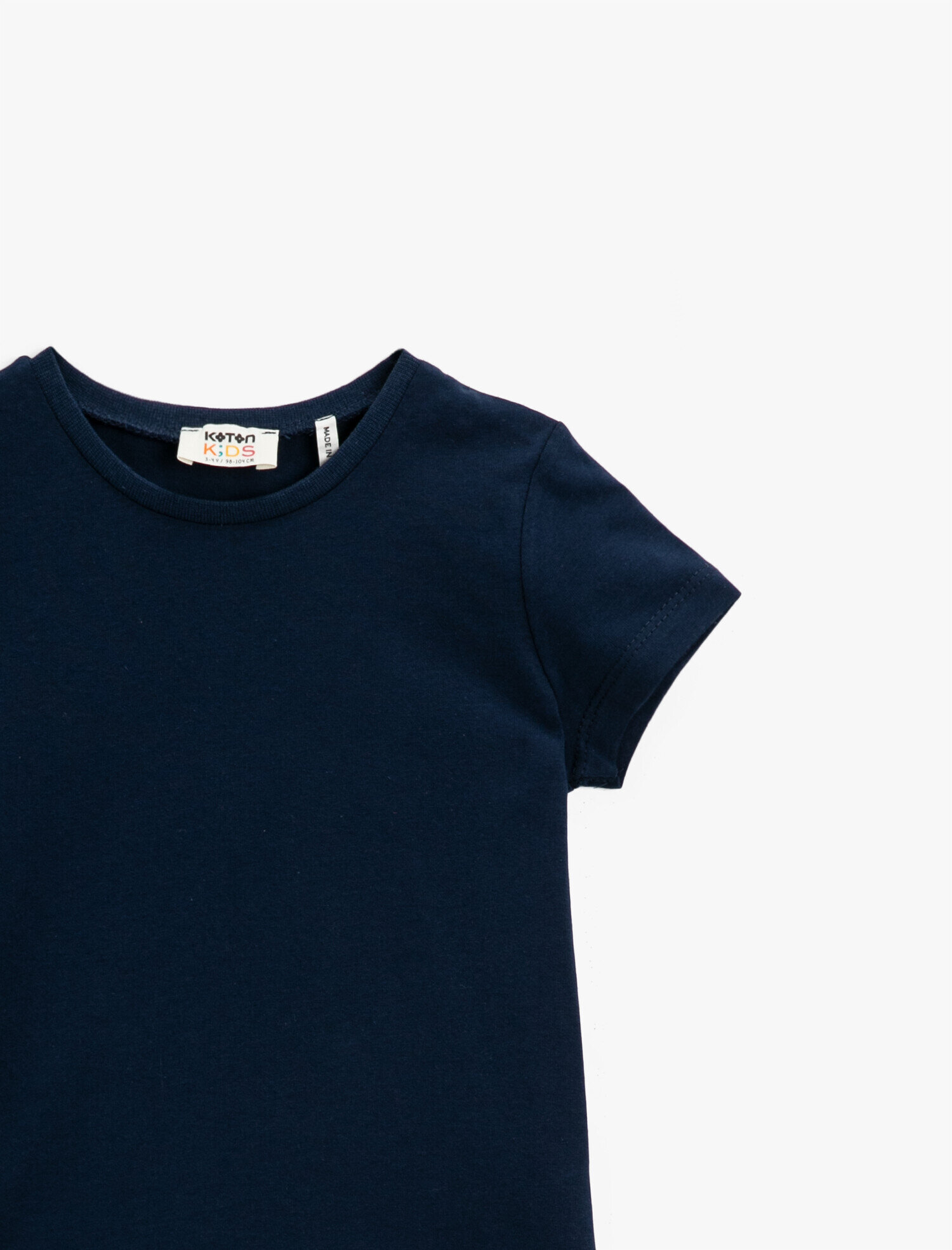  Kız Çocuk Basic Tişört Kısa Kollu Pamuklu Bisiklet Yaka