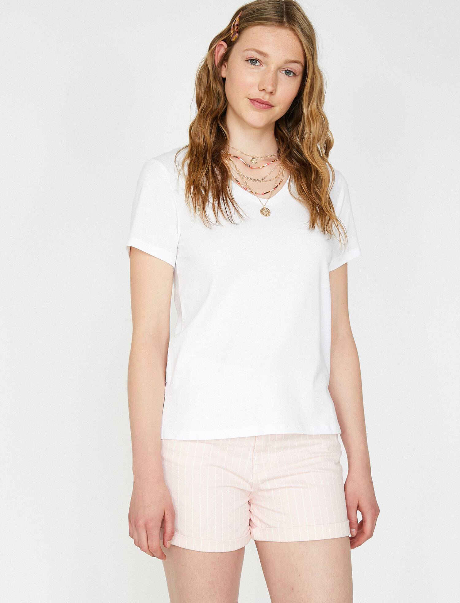   V Yaka Basic Kısa Kol Tişört