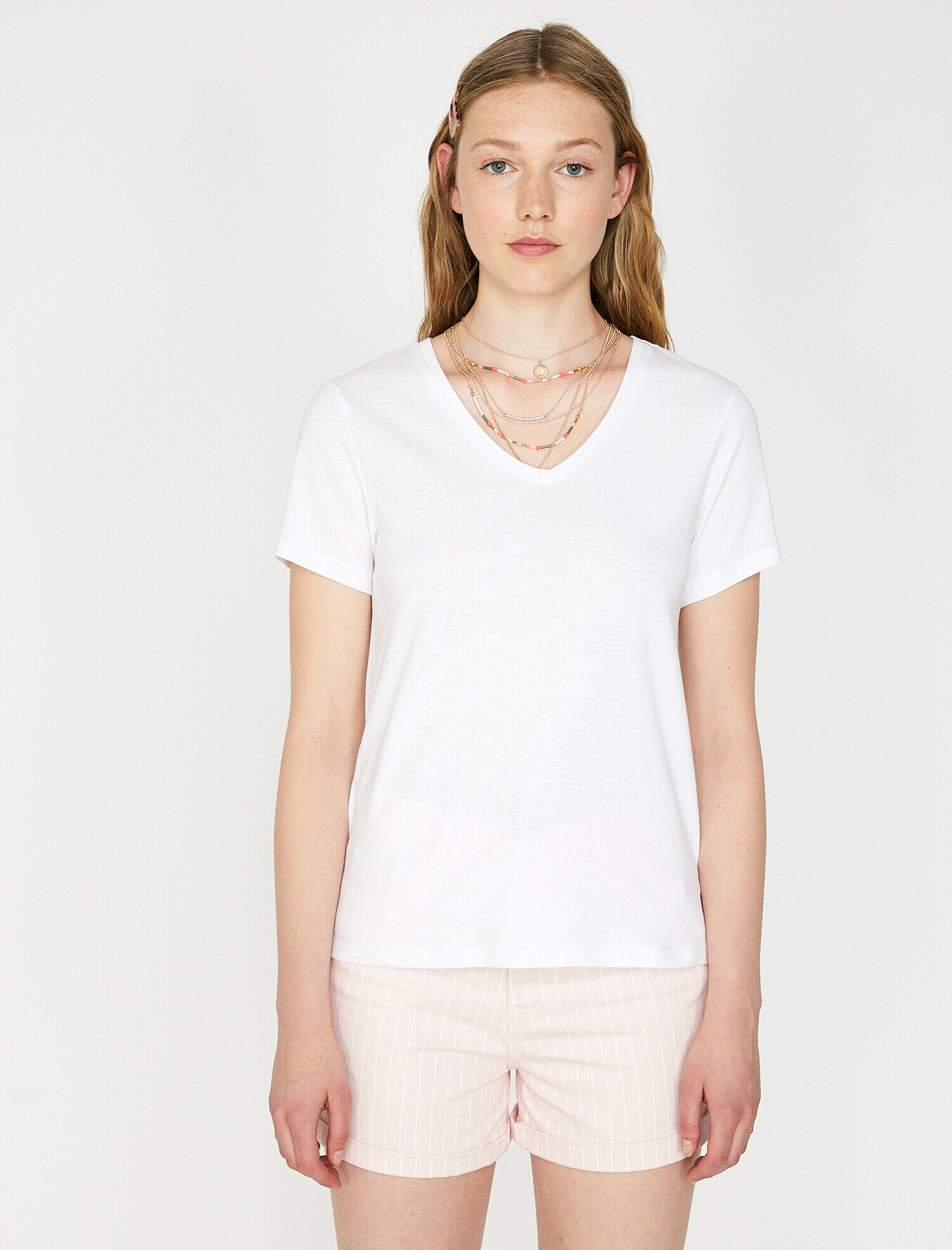   V Yaka Basic Kısa Kol Tişört