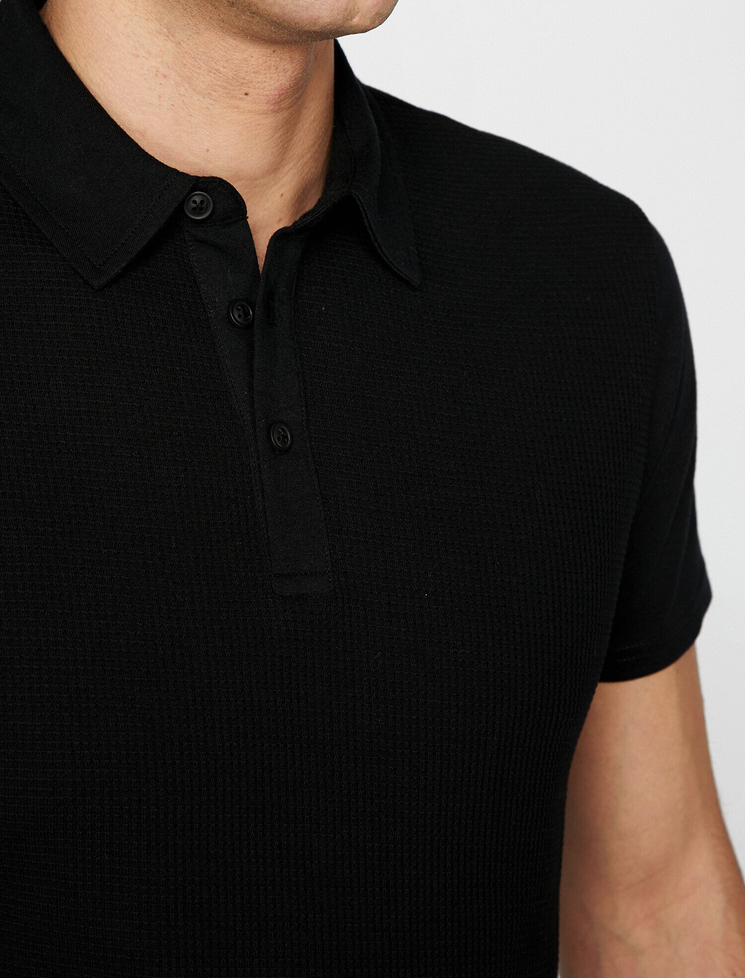   Polo Yaka Kısa Kollu Dokulu Kumaş Slim Fit Tişört