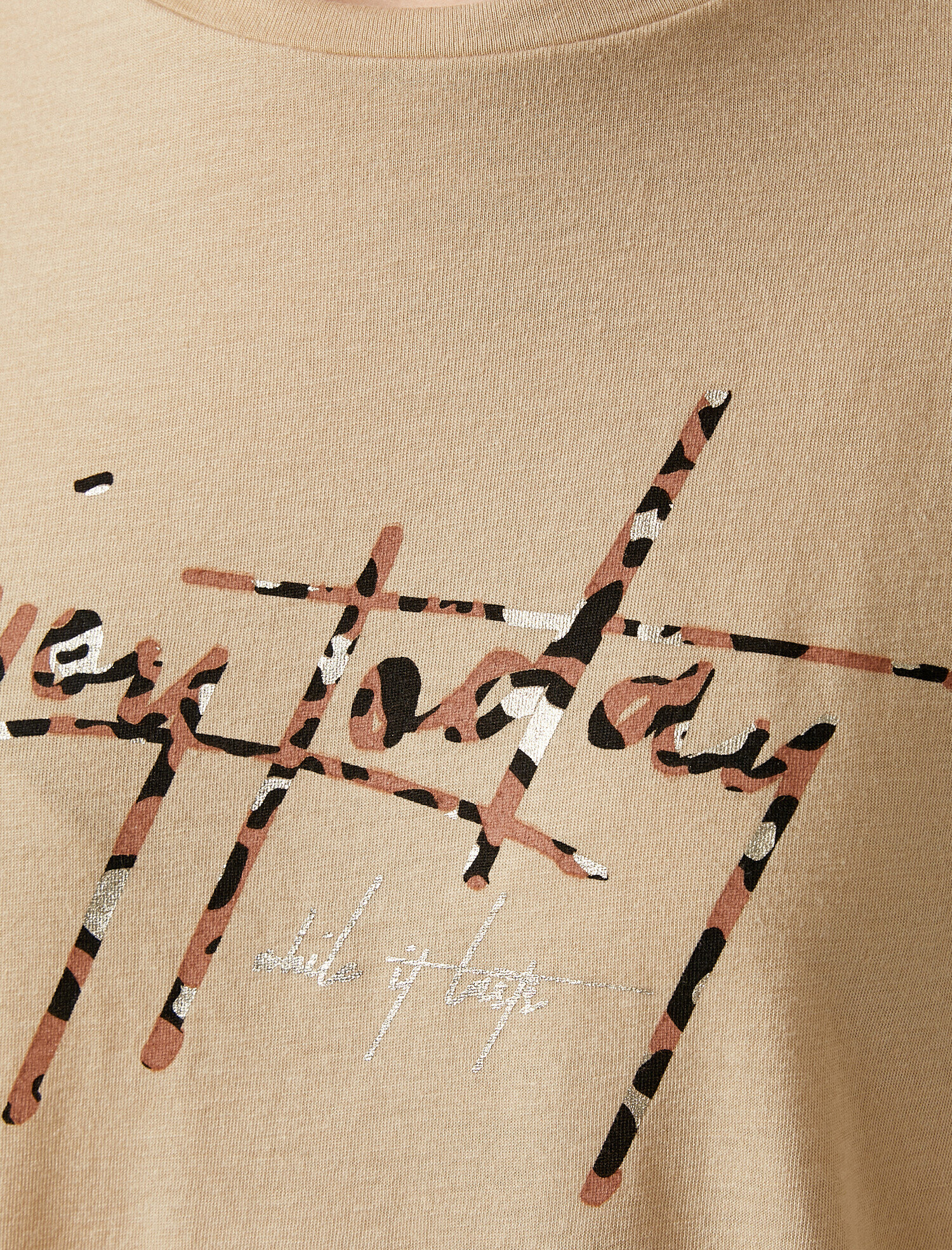   Slogan Tişört Bisiklet Yaka