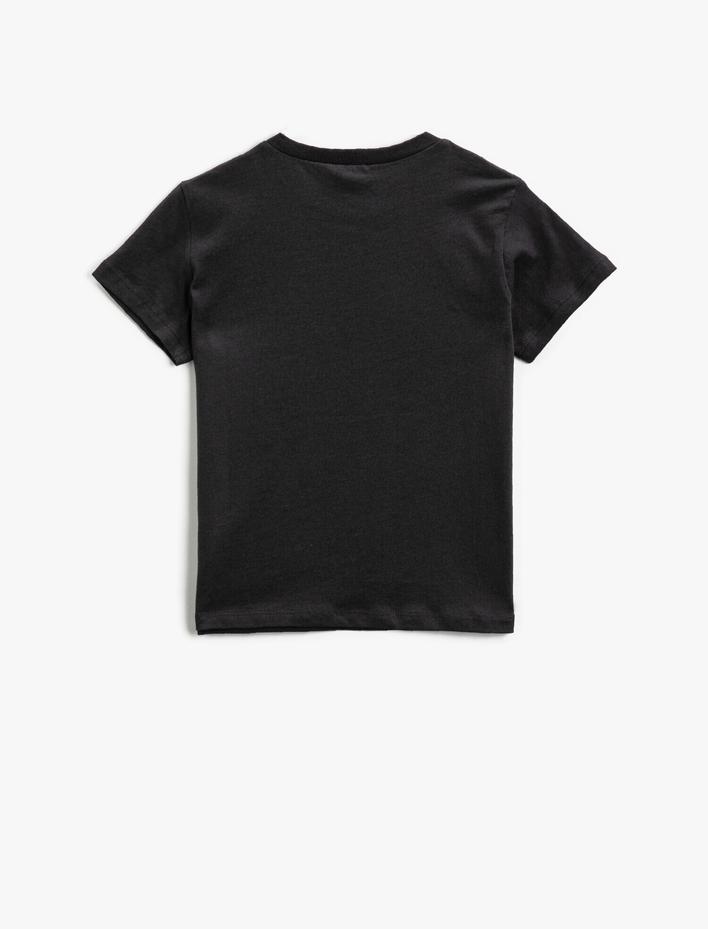 Erkek Çocuk Baskılı Tişört Bisiklet Yaka Kısa Kollu Pamuklu