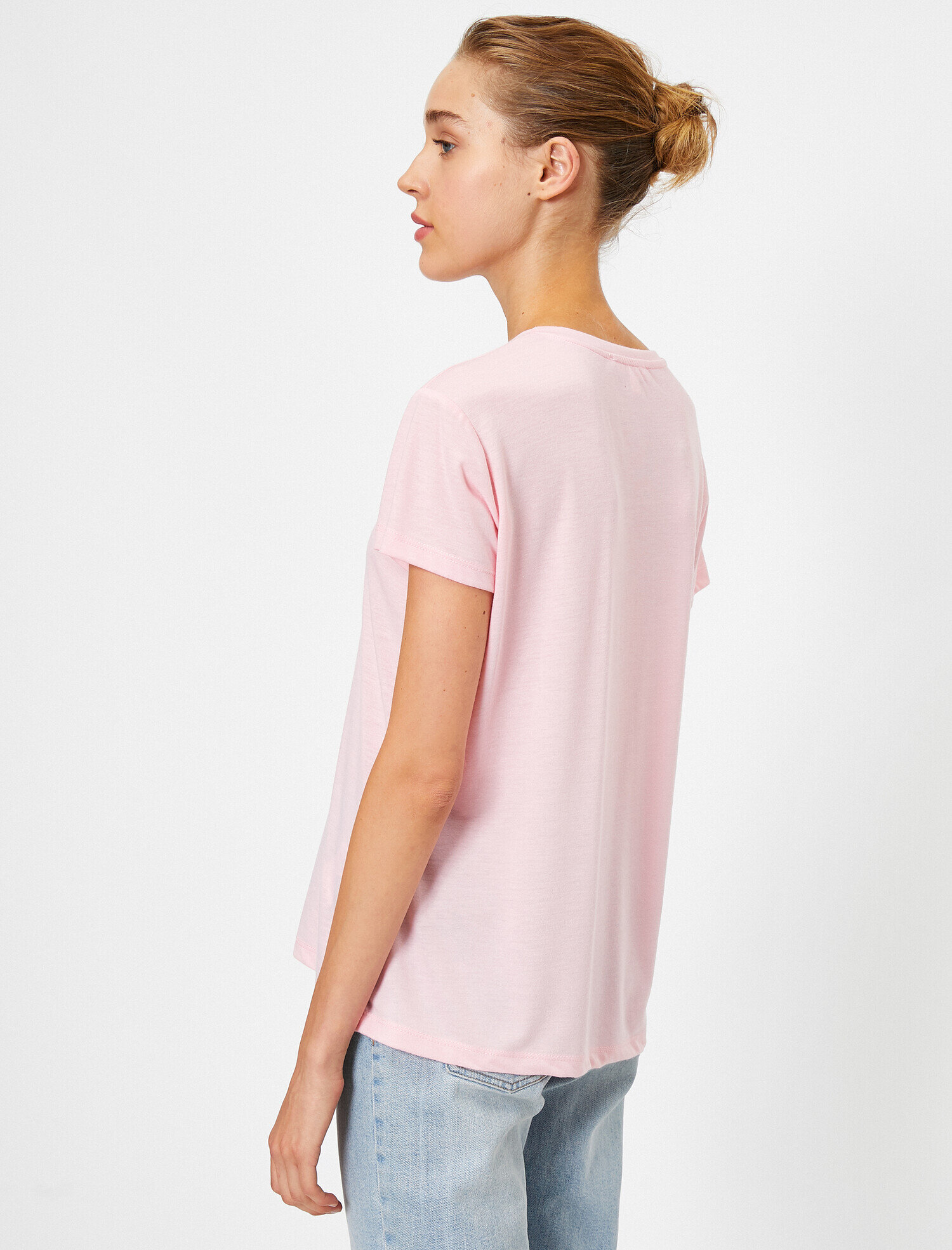   Bisiklet Yaka Yazılı Baskılı Pullu Kısa Kollu Tişört