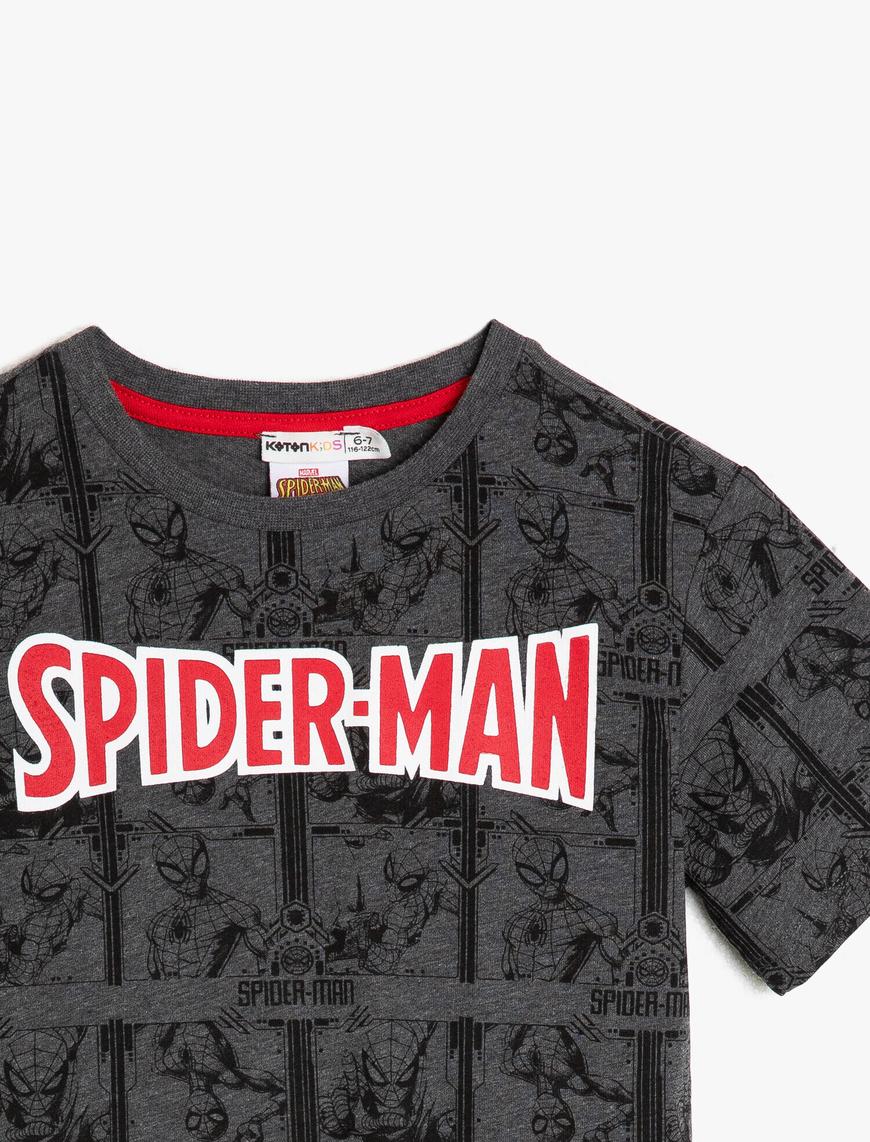  Erkek Çocuk Spider-Man Tişört Lisanslı Kısa Kollu Bisiklet Yaka
