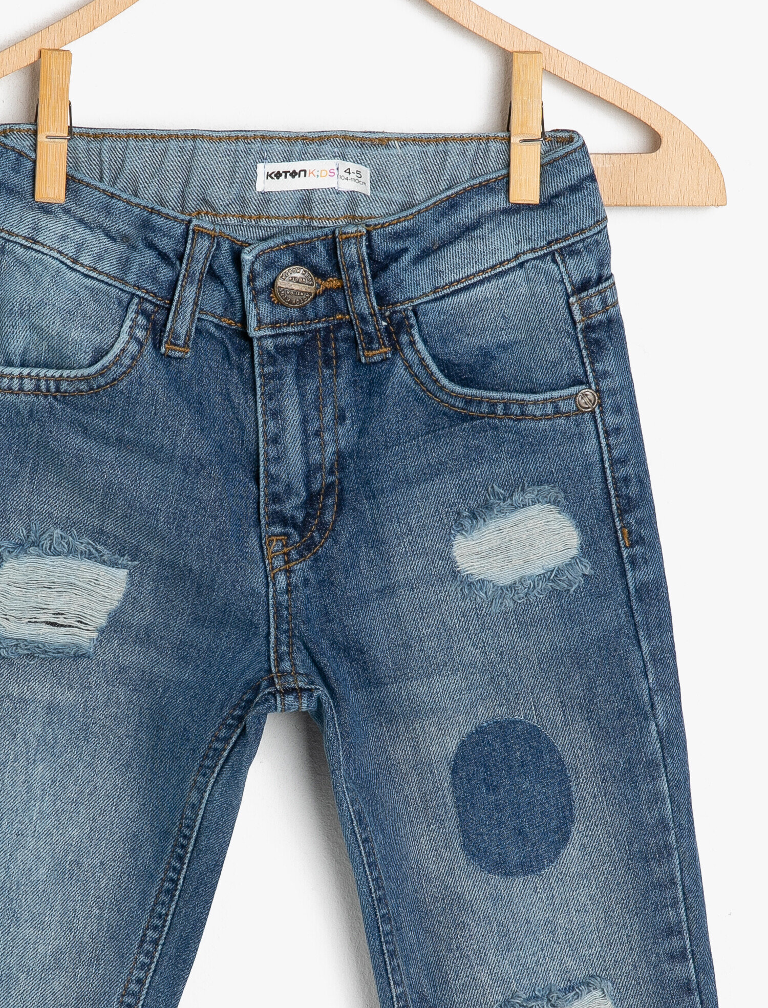  Erkek Çocuk Yırtık Kot Pantolon Dar Paça Pamuklu - Slim Jean