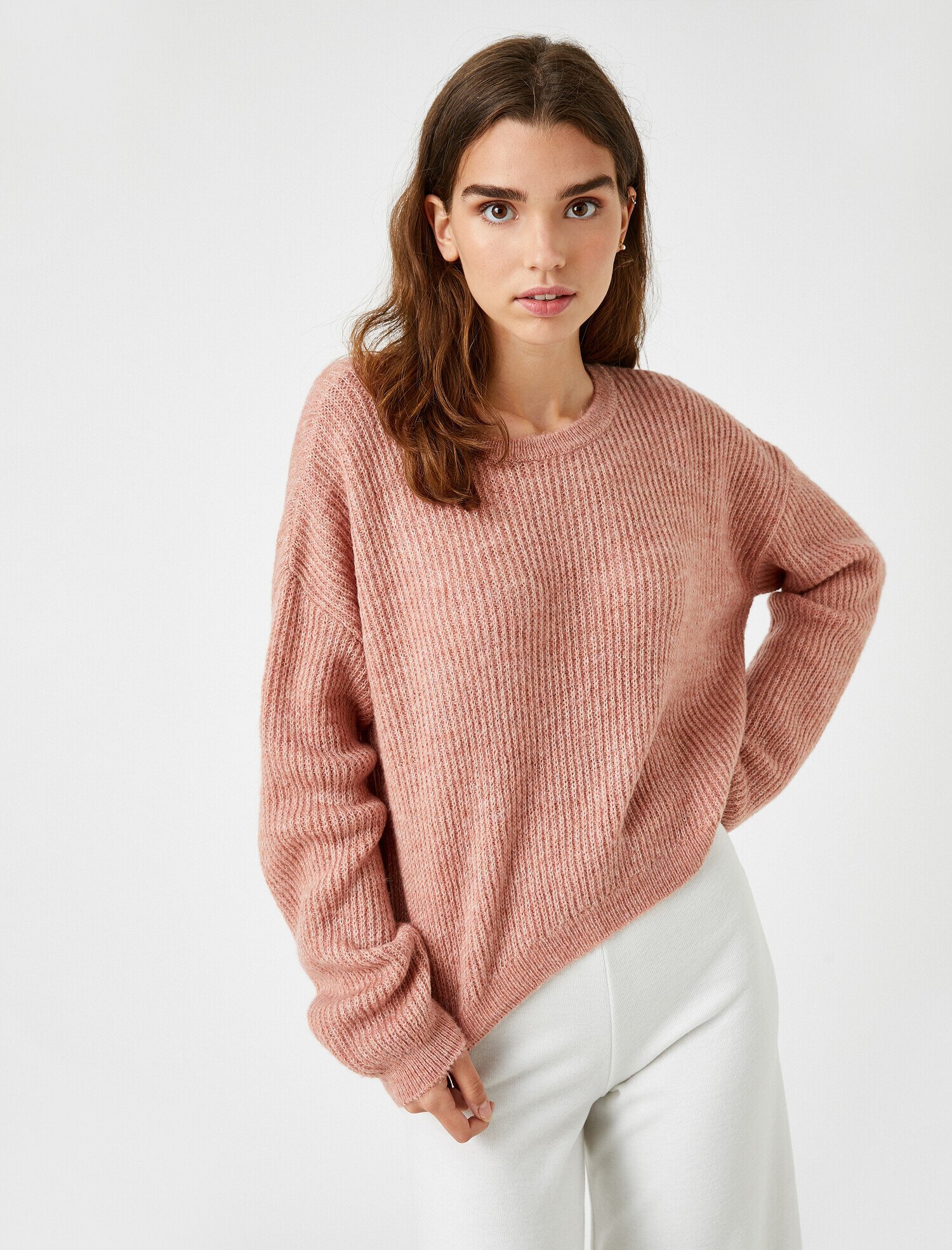   Bisiklet Yaka Triko Kazak Crop