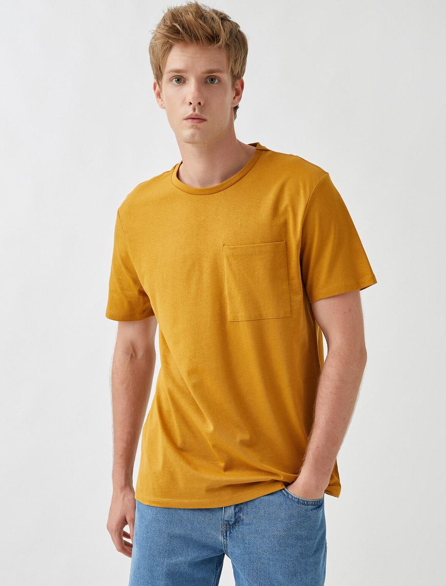   Basic Tişört Cepli Pamuklu