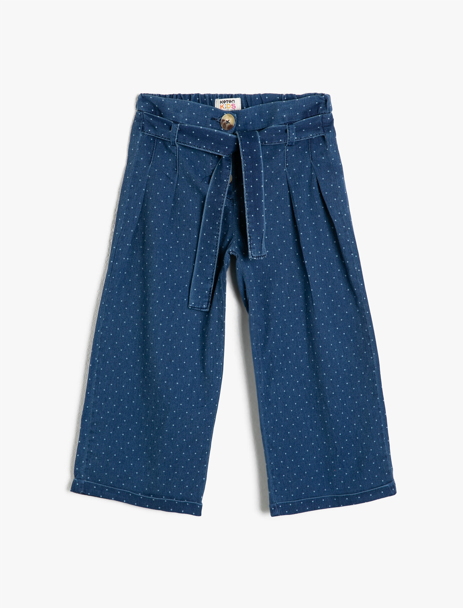  Kız Çocuk Kot Pantolon Kemer Detaylı Bol Paça - Wide Leg Jean