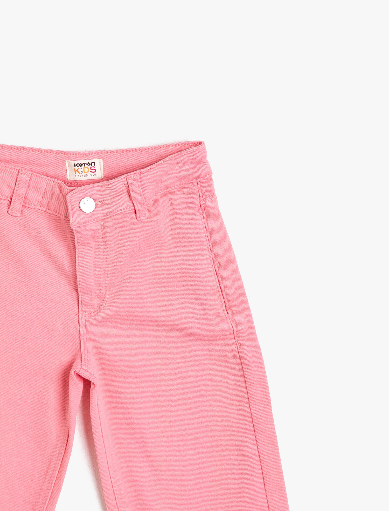  Kız Çocuk Bol Paça Kot Pantolon Cepli Pamuklu- Wide Leg Jean