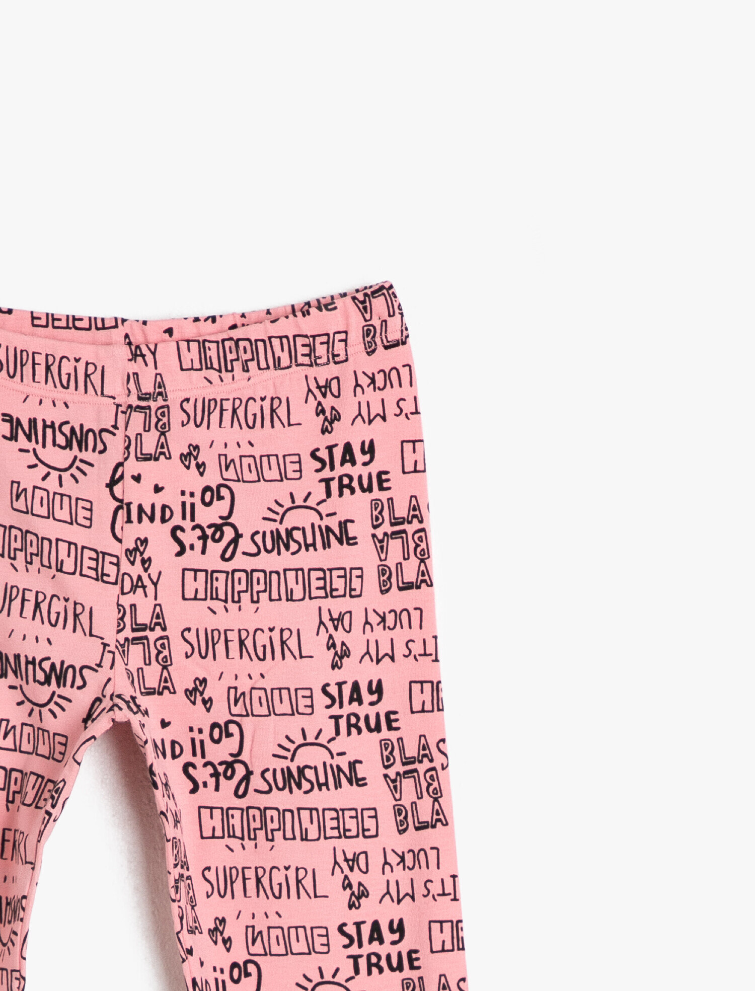  Kız Çocuk Yazılı Baskılı İnce Esnek Kumaştan Normal Bel Uzun Tayt