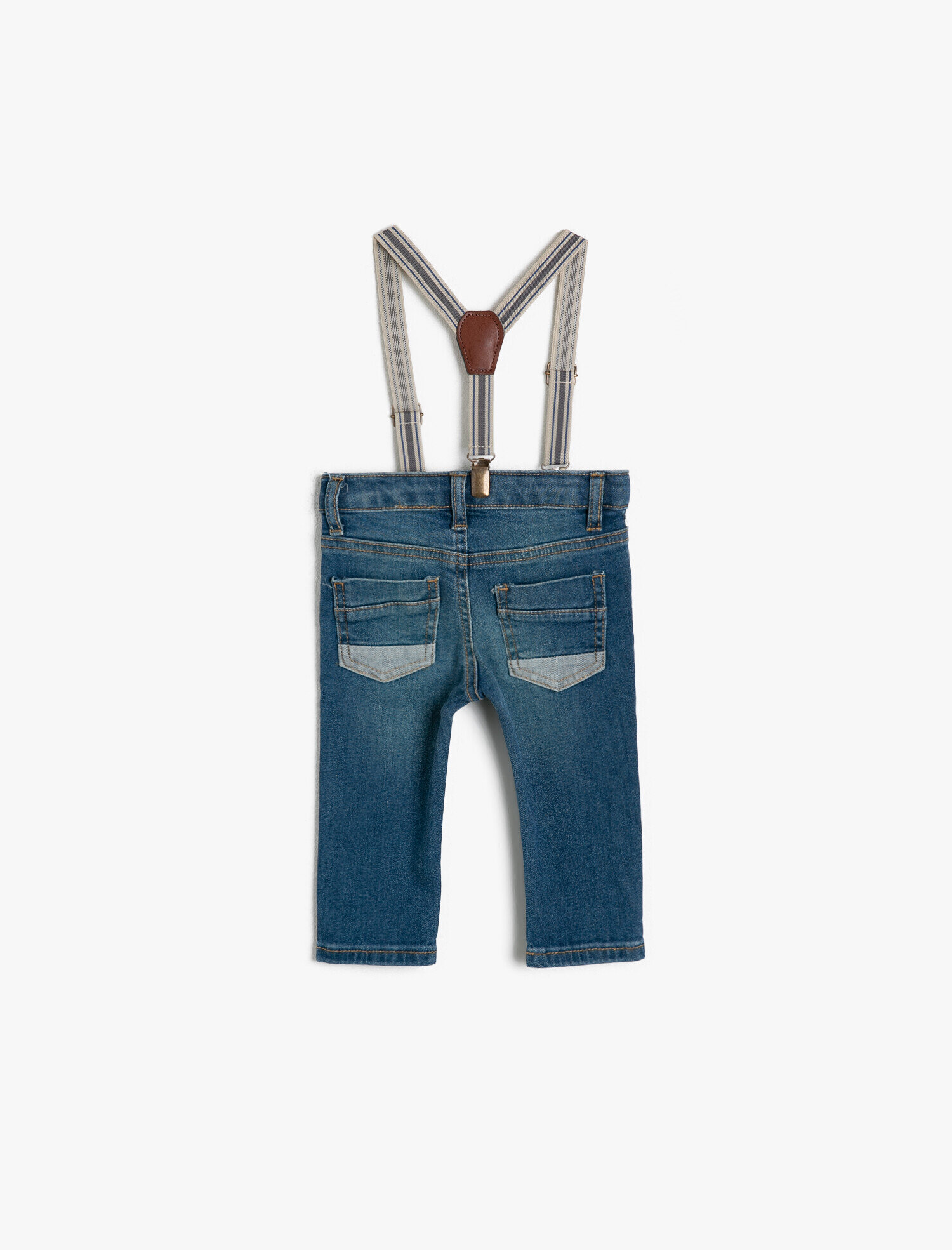  Erkek Bebek Kemer Detaylı Jean Pantolon