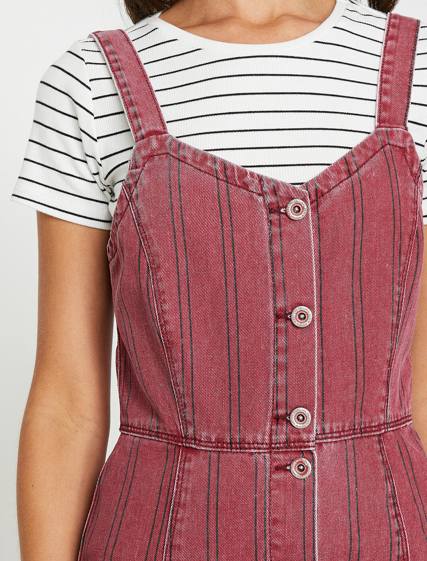   Düğme Detaylı Jean Elbise