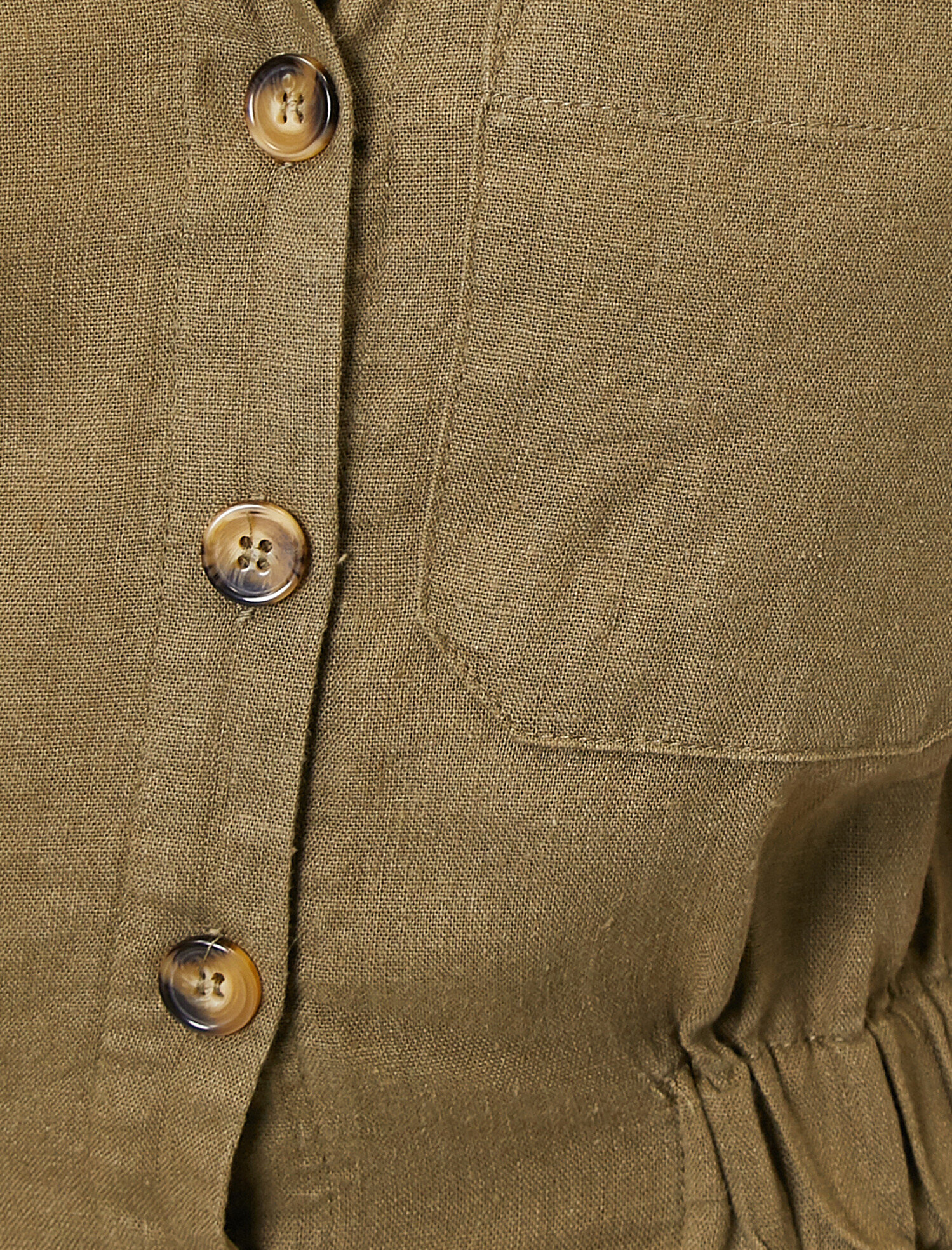   Beli Büzgü Detaylı Utility Tulum Keten Karışımlı