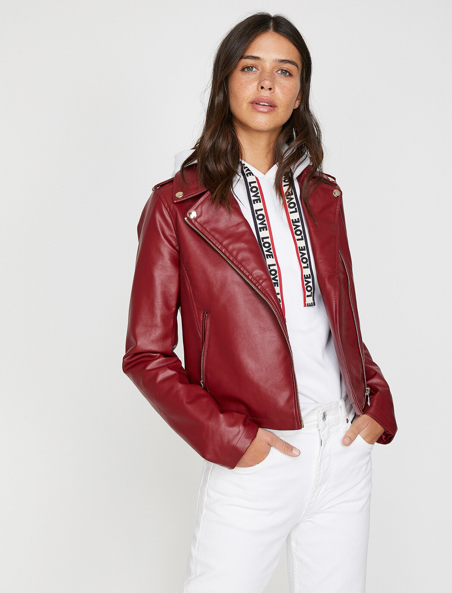   Deri Görünümlü Mont