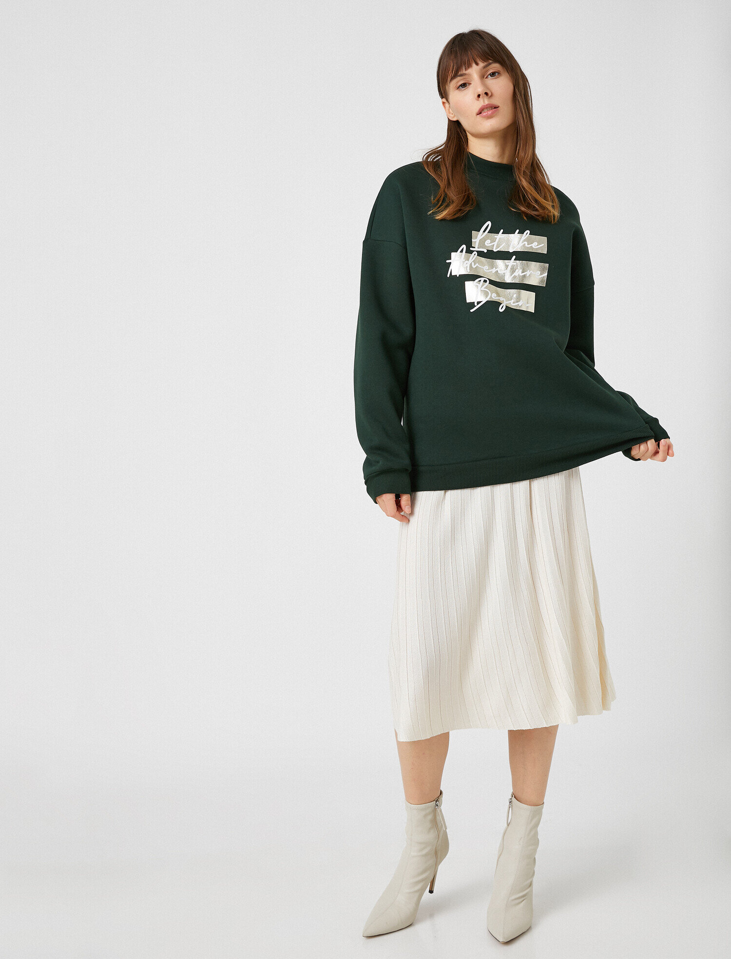   Pamuklu Slogan Sweatshirt