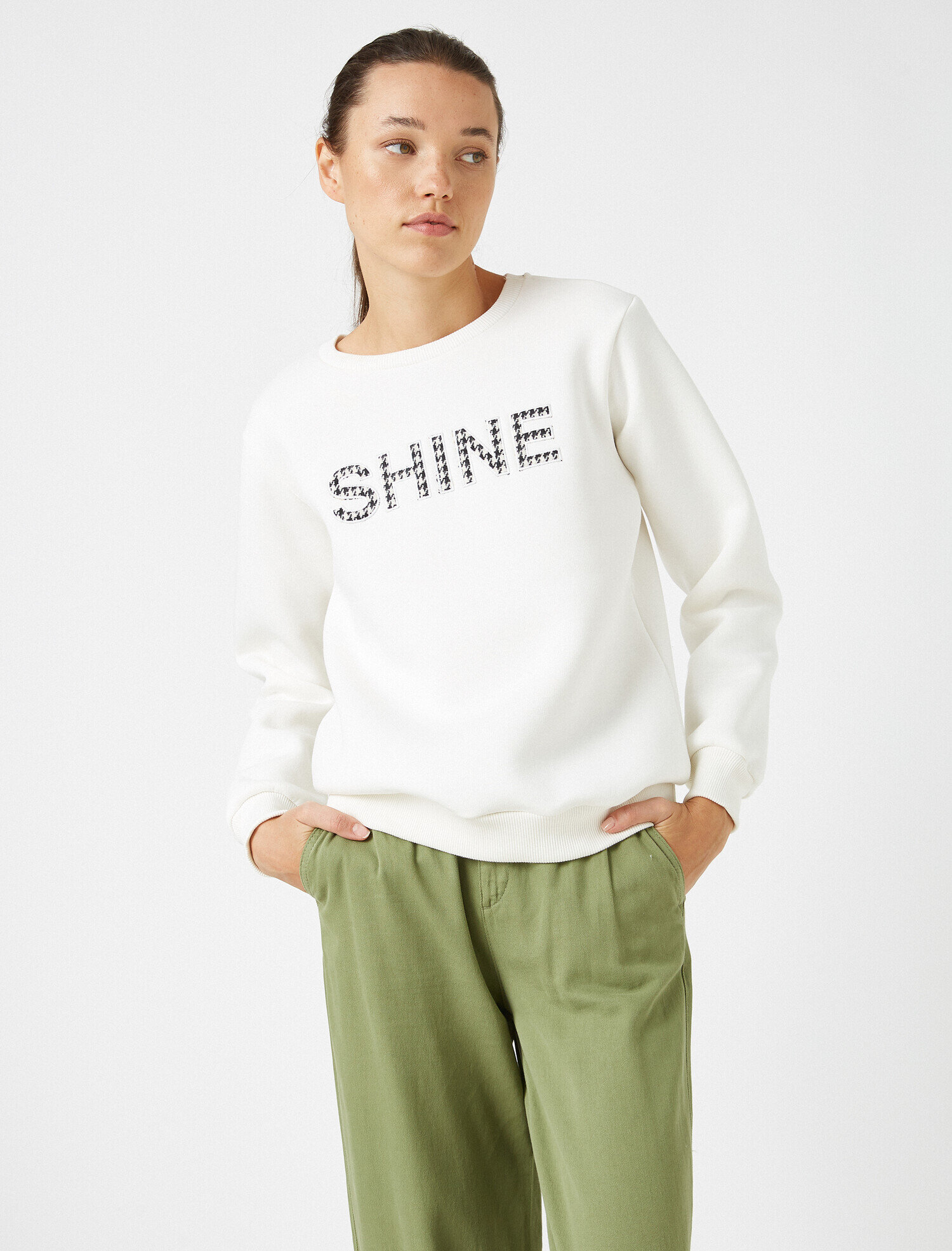 Pamuklu Slogan Sweatshirt
