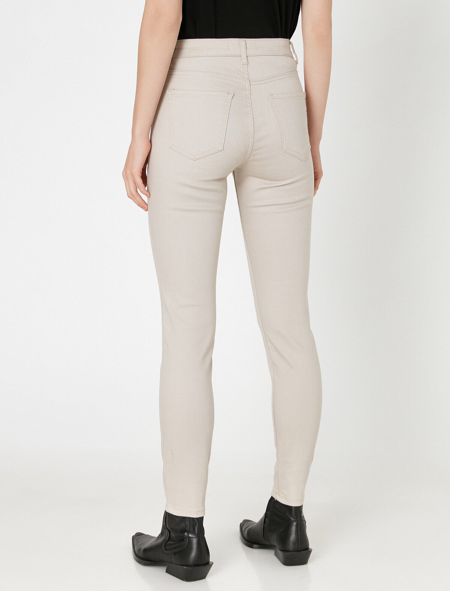   Dar Paça Kot Pantolon Dar Kesim Yüksek Bel