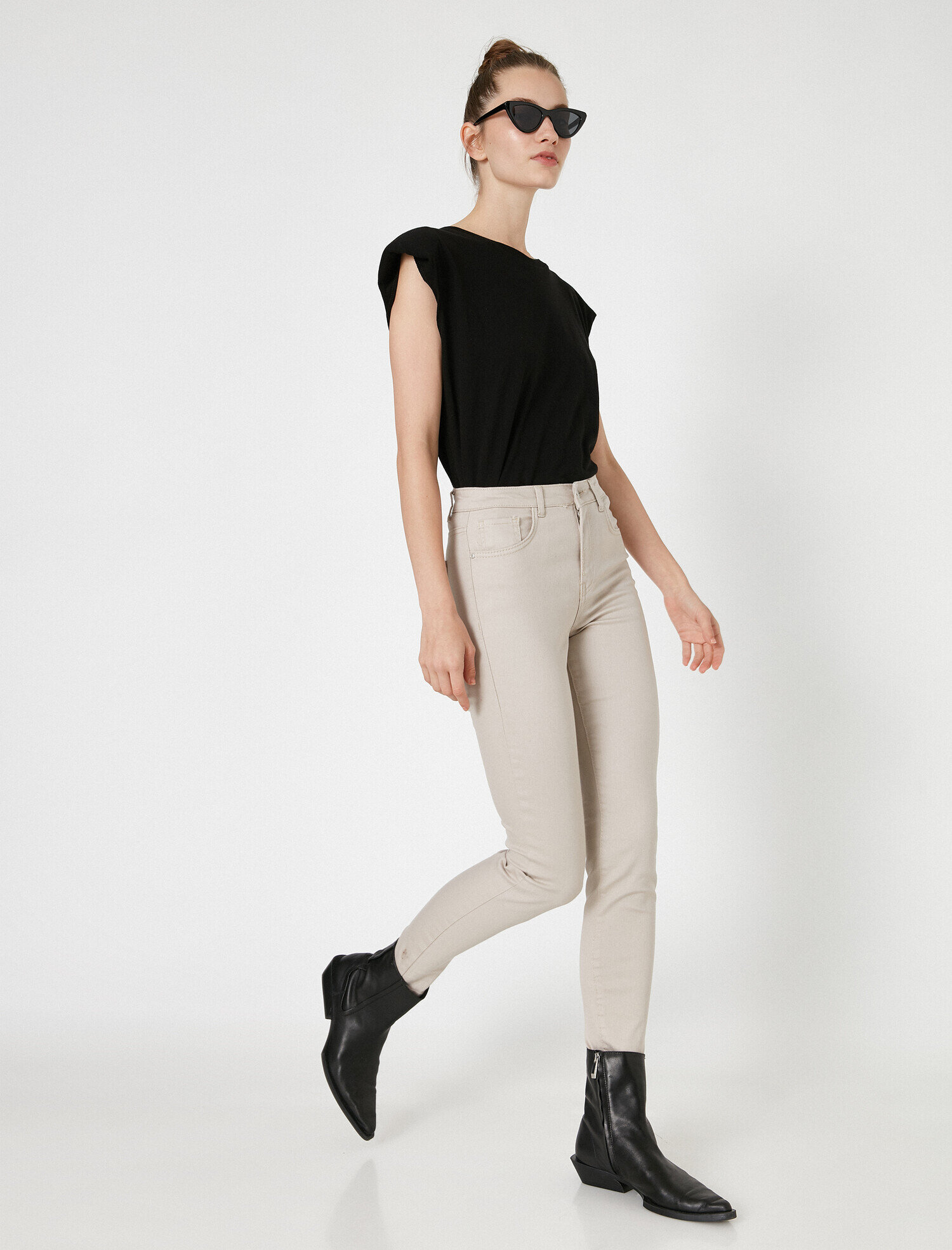   Dar Paça Kot Pantolon Dar Kesim Yüksek Bel