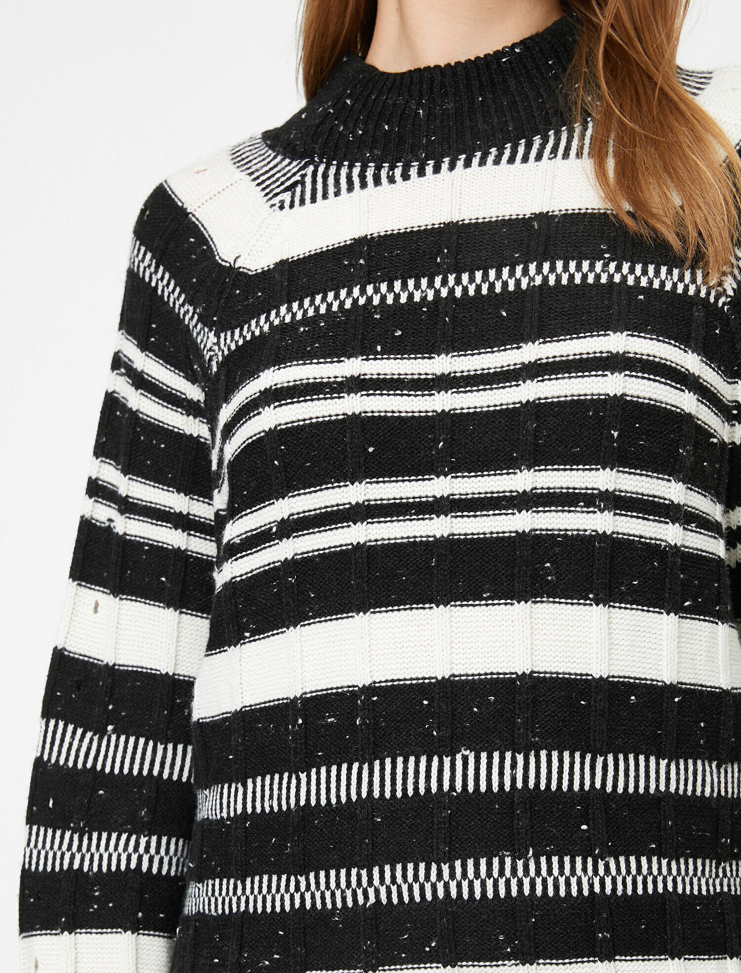   Bisiklet Yaka Uzun Kollu Çizgili Triko Kazak