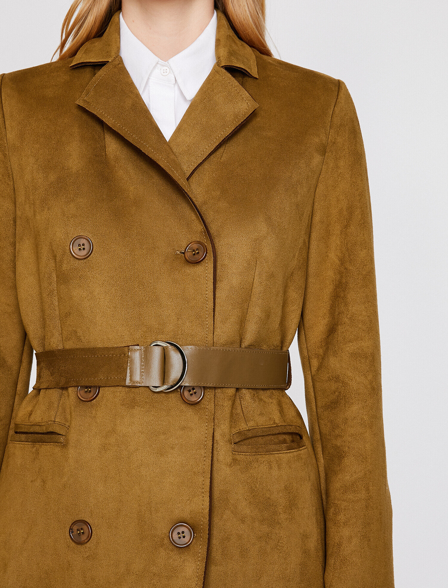 Süet Görünümlü Trençkot