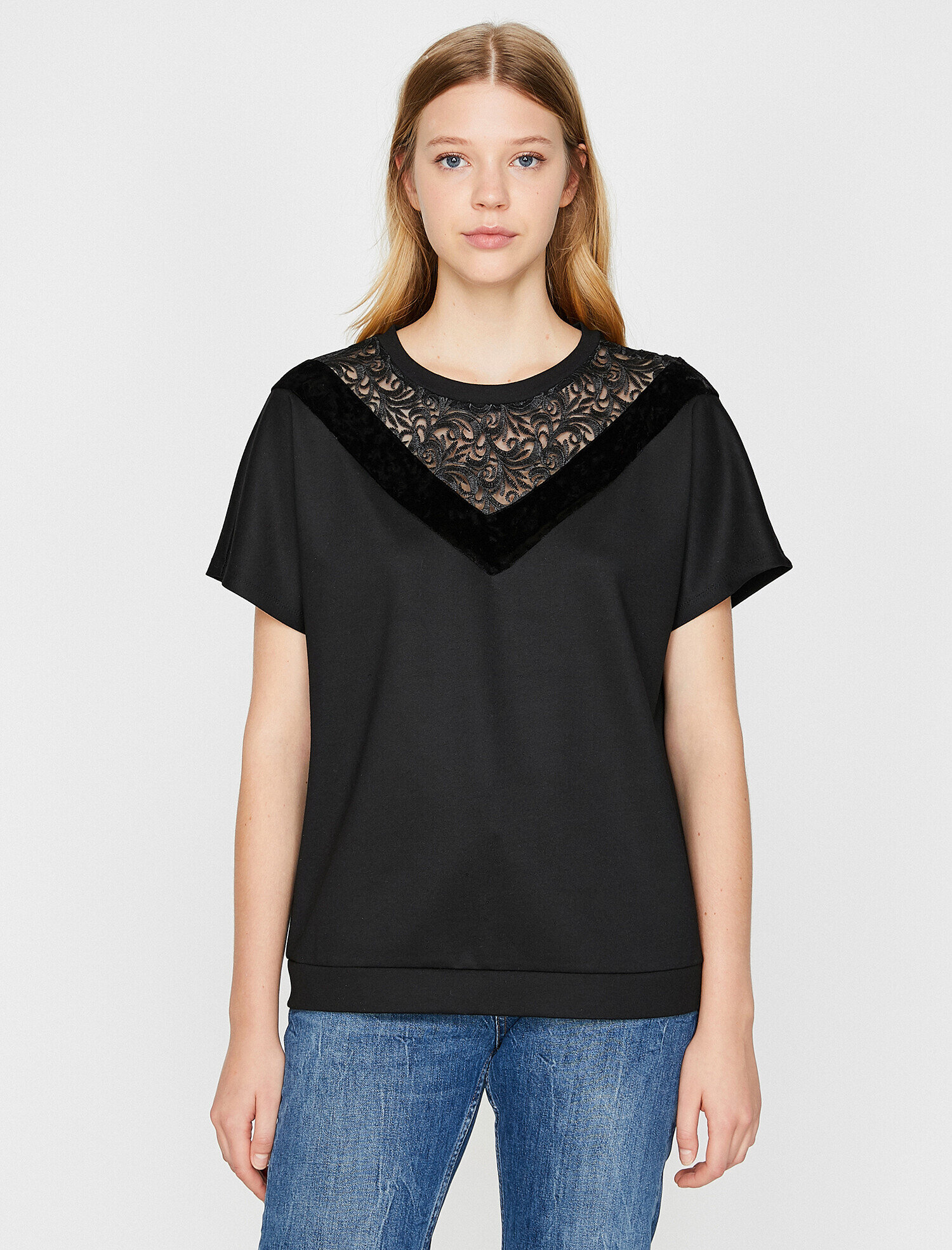   Dantel Detaylı Tişört
