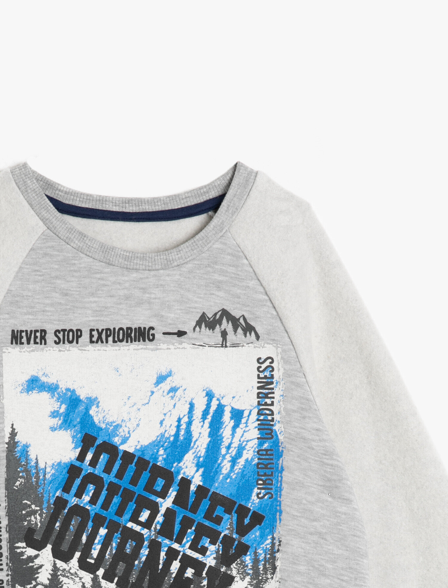 Erkek Çocuk Baskılı Sweatshirt Uzun Kollu Bisiklet Yaka