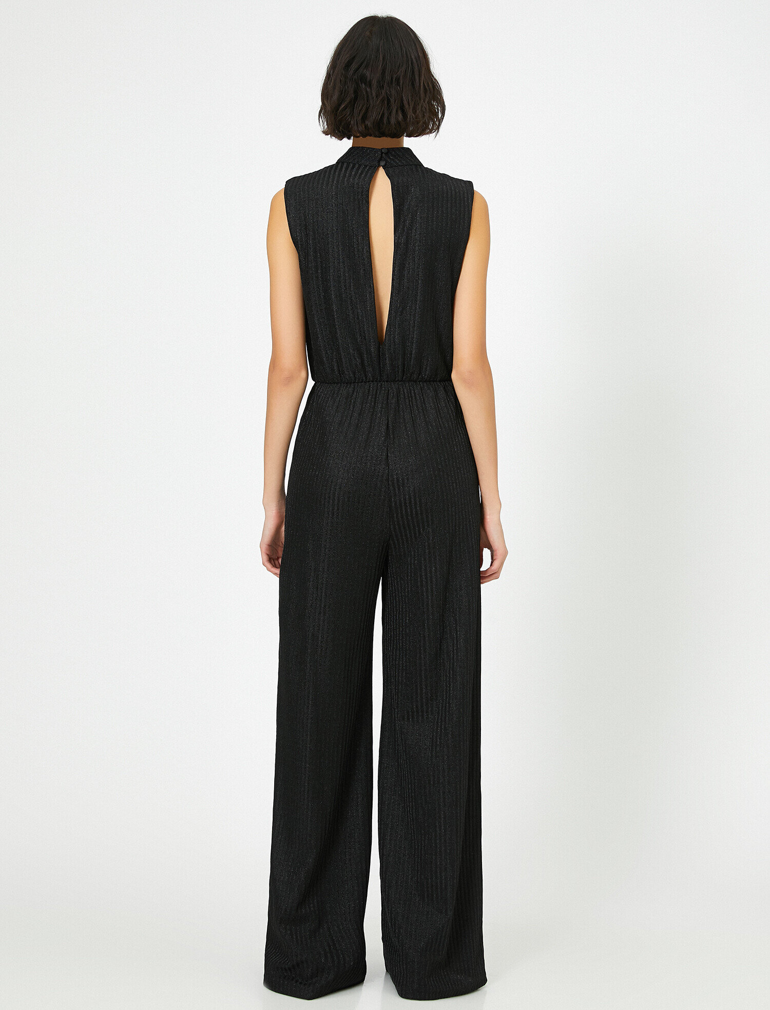   Abiye Tulum Kolsuz Pencere Detaylı Bol Paça