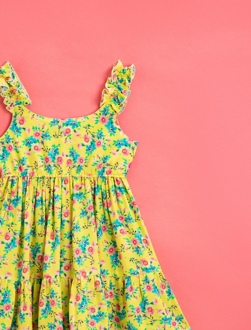  Kız Bebek Çiçekli Yazlık Elbise Fırfırlı