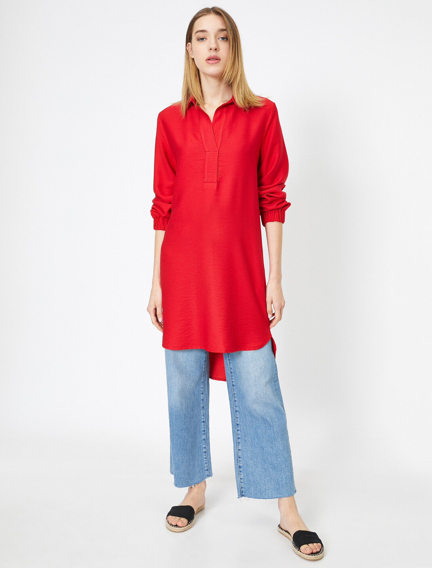   Gömlek Yaka Uzun Kollu Tunik