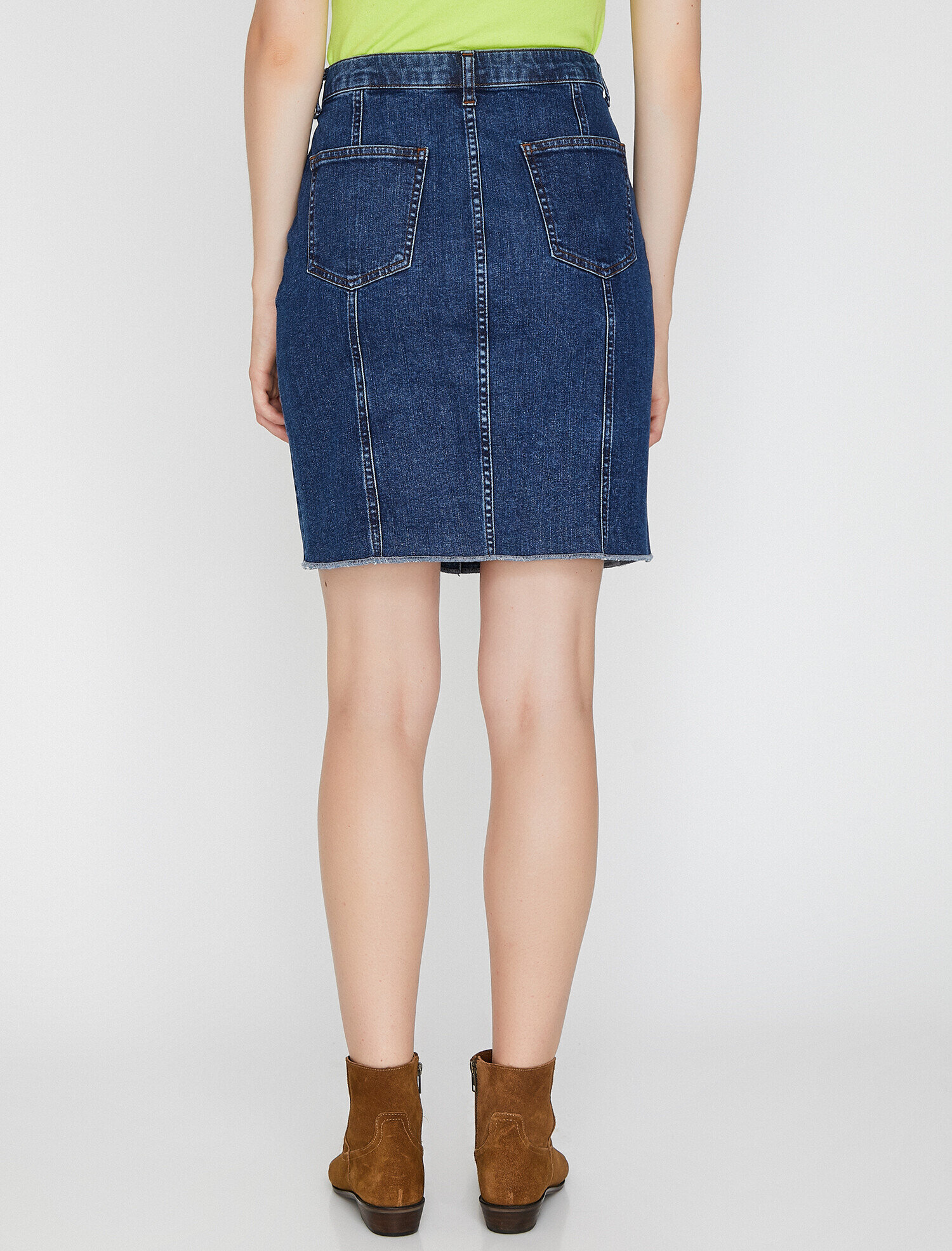   Düğme Detaylı Jean Etek