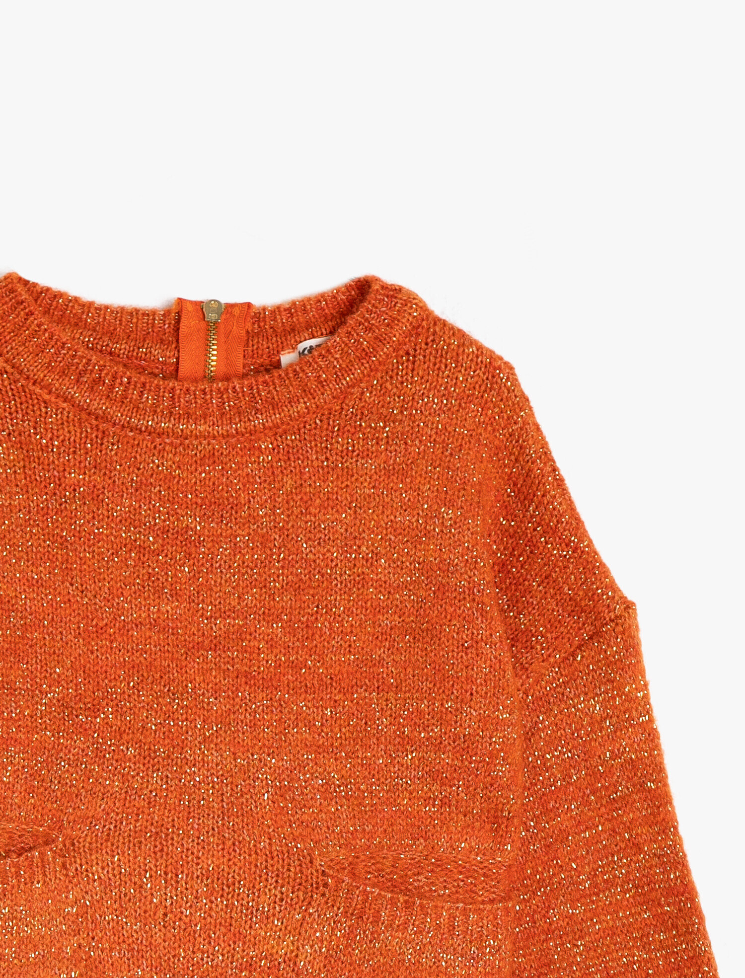  Kız Çocuk Cep Detaylı Triko Kazak