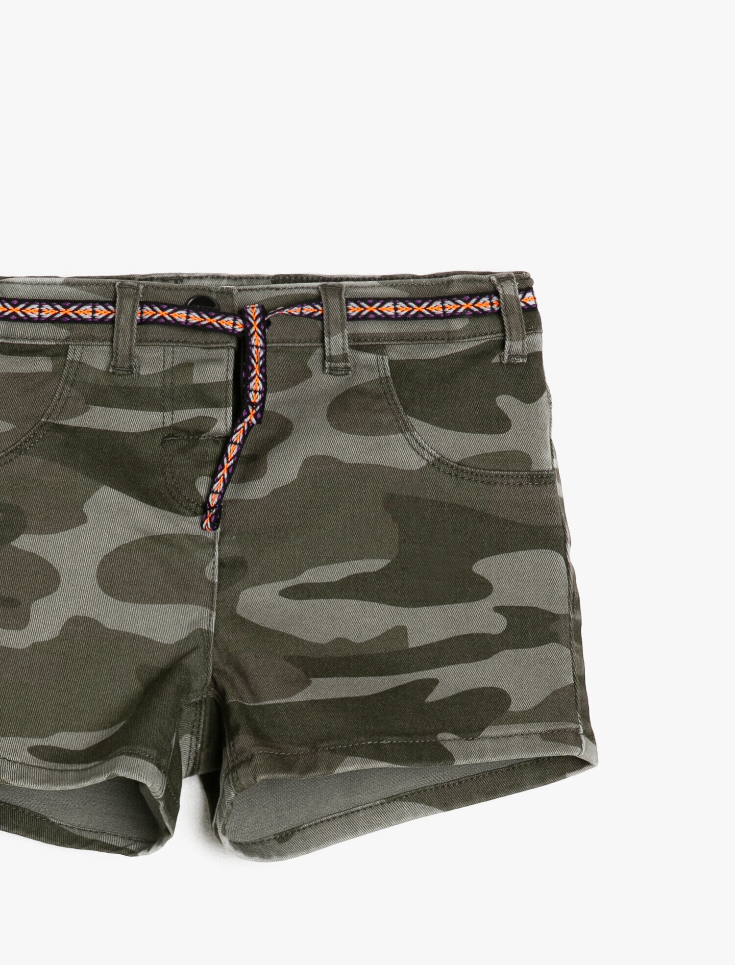  Kız Çocuk Kamuflaj Desenli Şort
