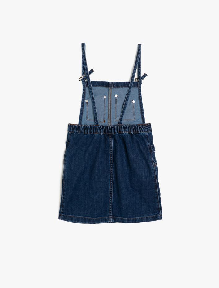Kız Çocuk Cep Detaylı Jean Elbise
