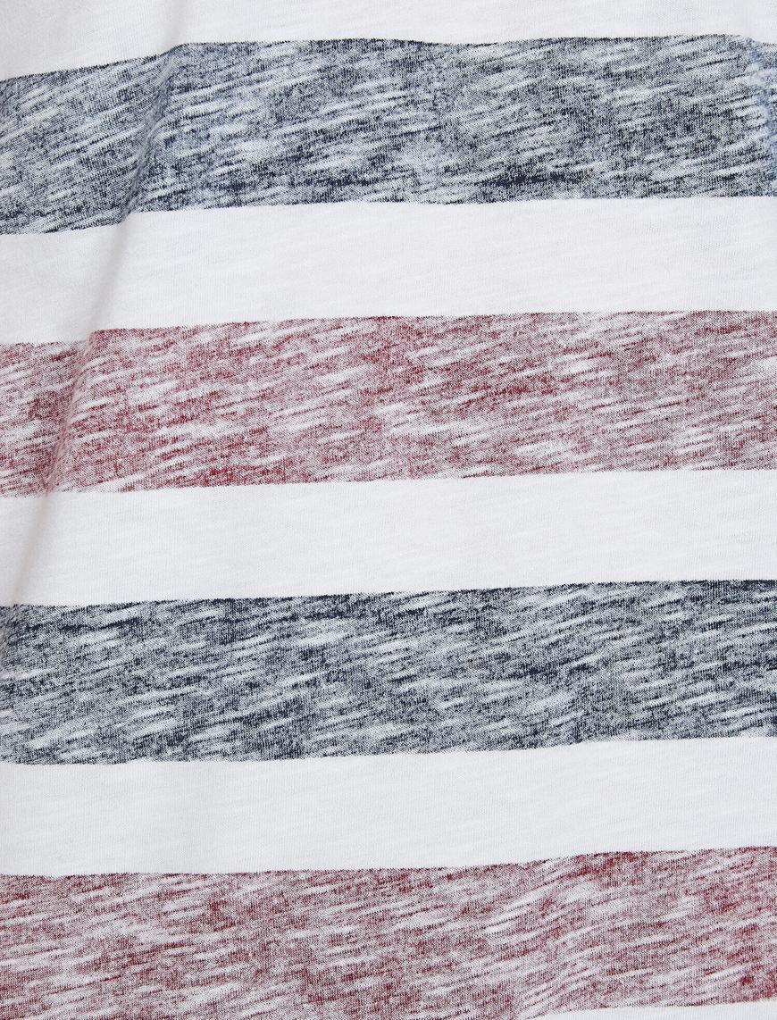 Beyaz Erkek Çizgili Tişört Kısa Kollu 9YAM14289OK | Koton