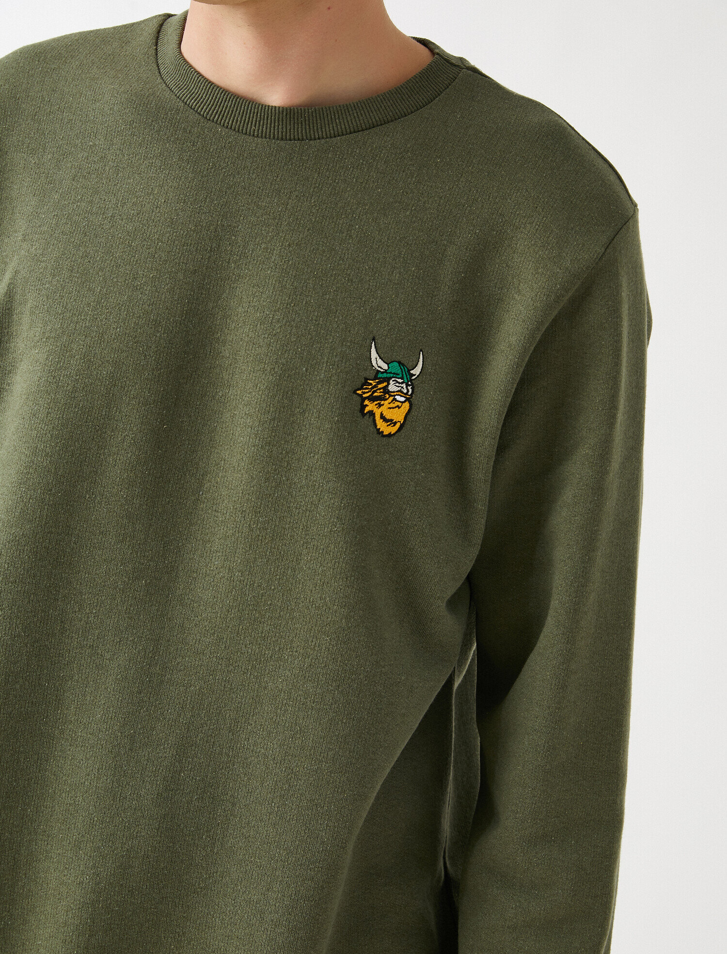   Nakışlı Sweatshirt Bisiklet Yaka