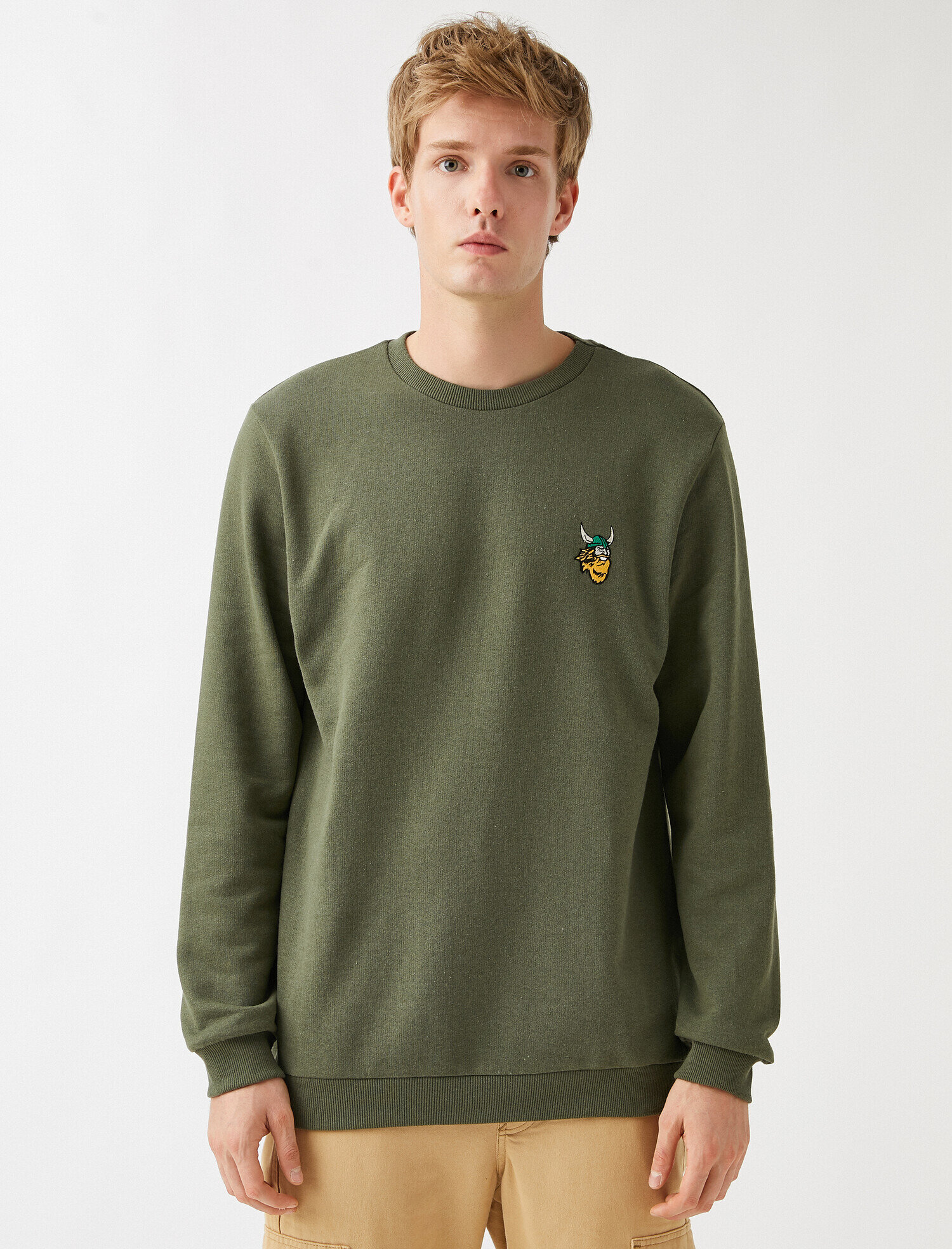   Nakışlı Sweatshirt Bisiklet Yaka