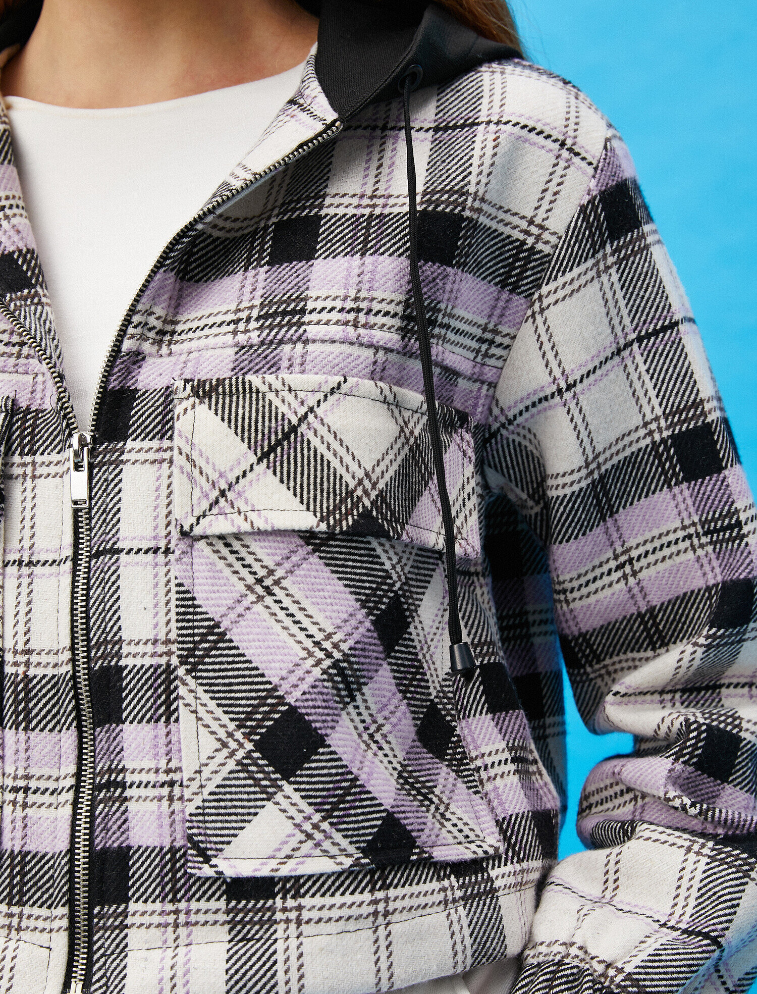   Ekose Ceket Kapüşonlu