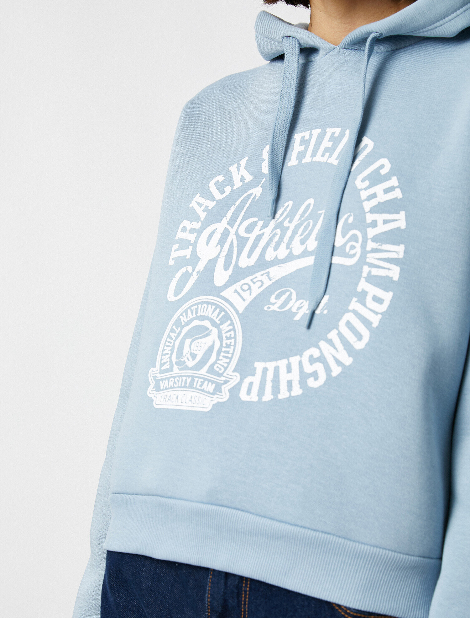   Pamuklu Kapüşonlu Yazılı Baskılı Sweatshirt