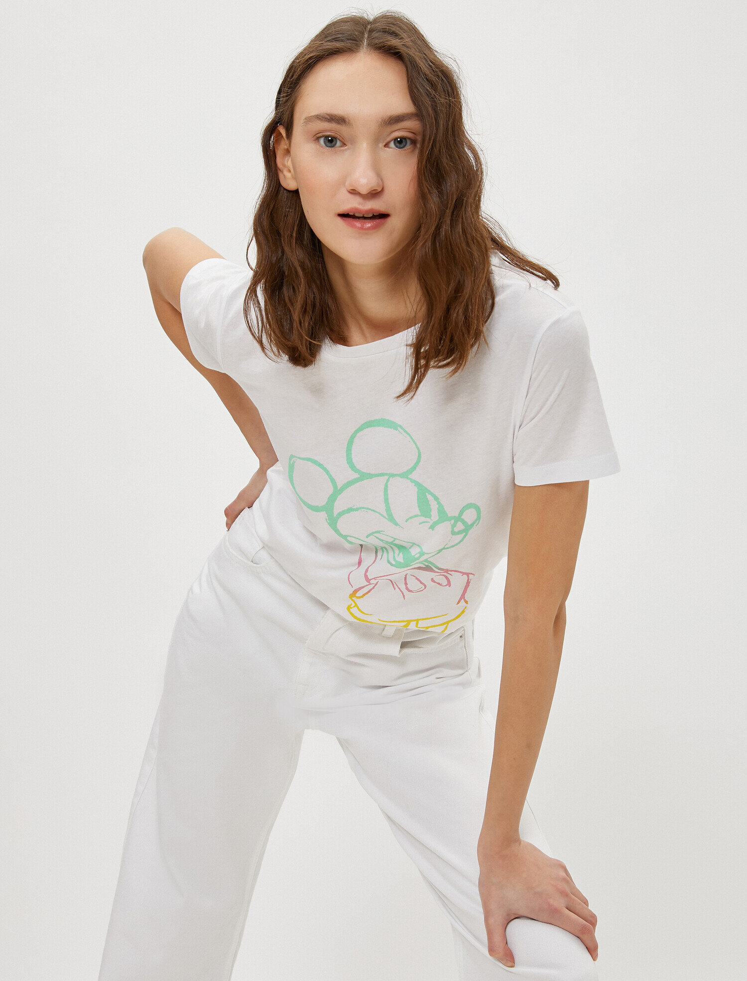   Mickey Mouse Tişört Kısa Kollu Bisiklet Yaka Pamuklu Lisanslı