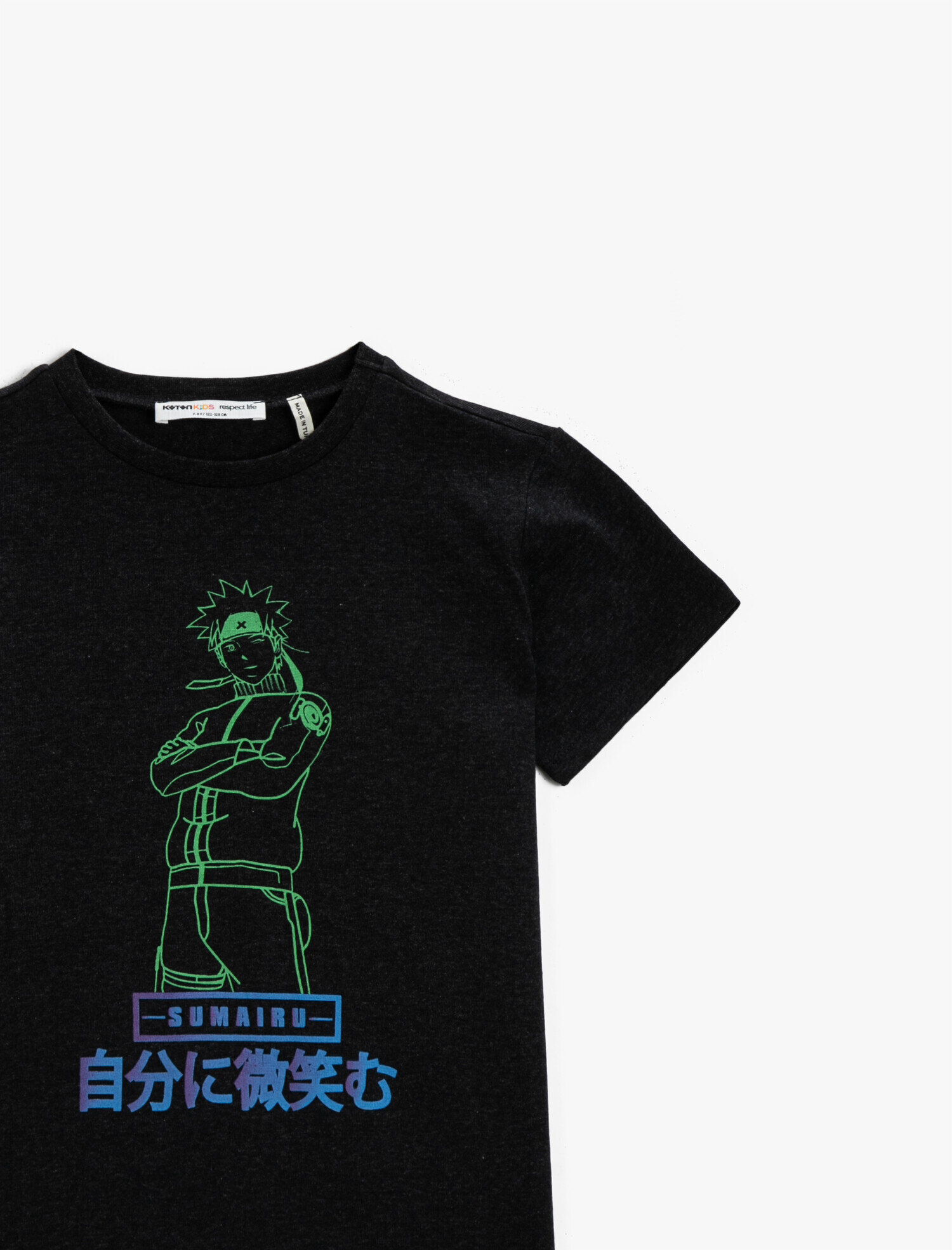  Erkek Çocuk Neon Baskılı Tişört Kısa Kollu Bisiklet Yaka