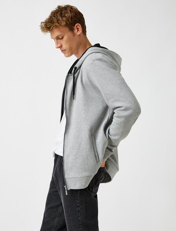  Kapşonlu Sweatshirt Fermuarlı