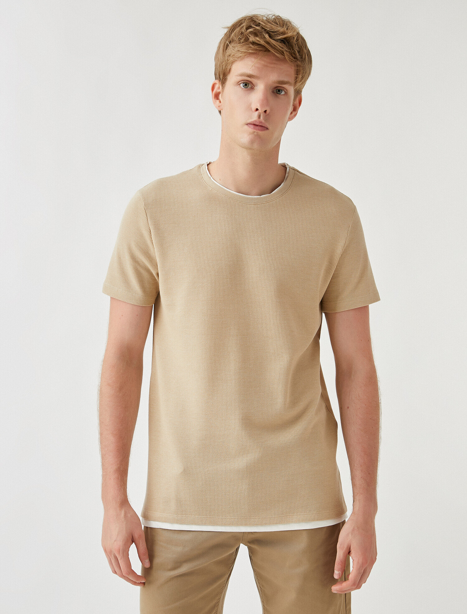   Basic Tişört Petek Dokulu