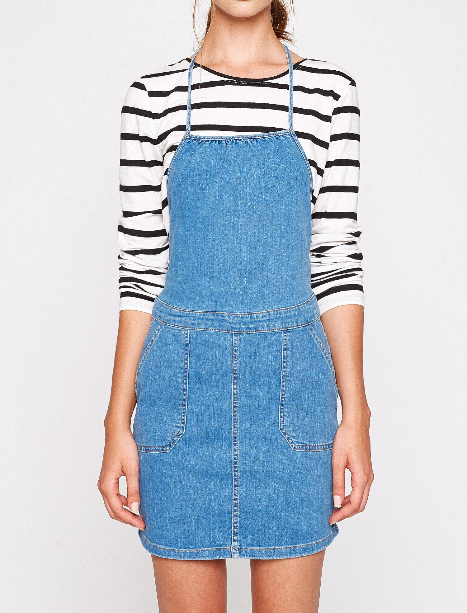   Askılı Jean Elbise