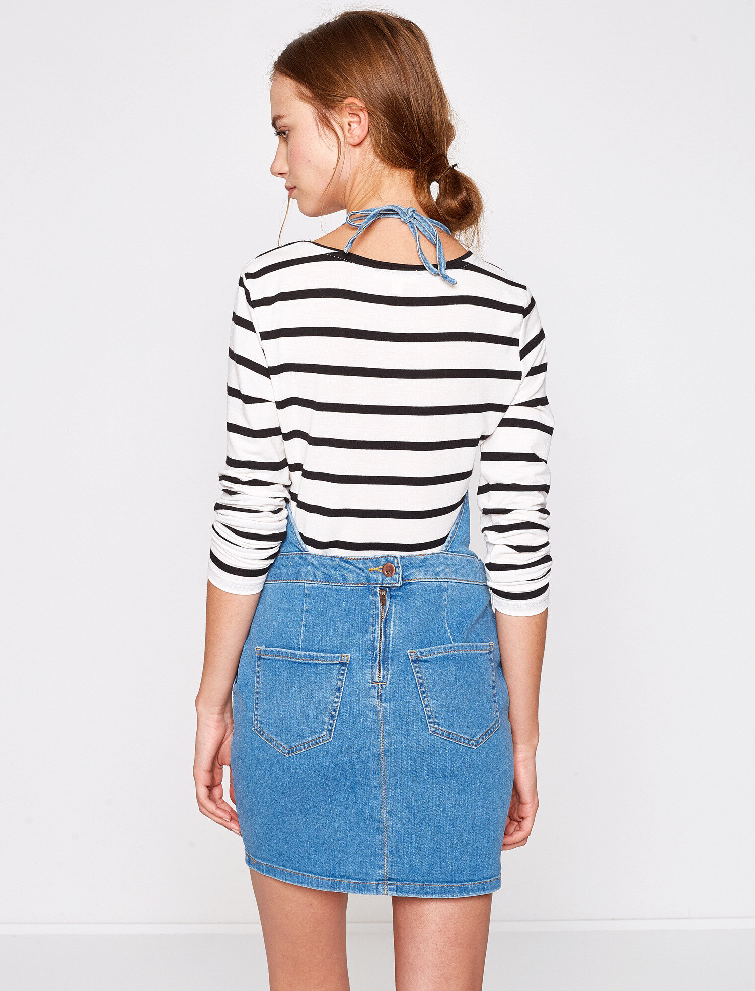   Askılı Jean Elbise