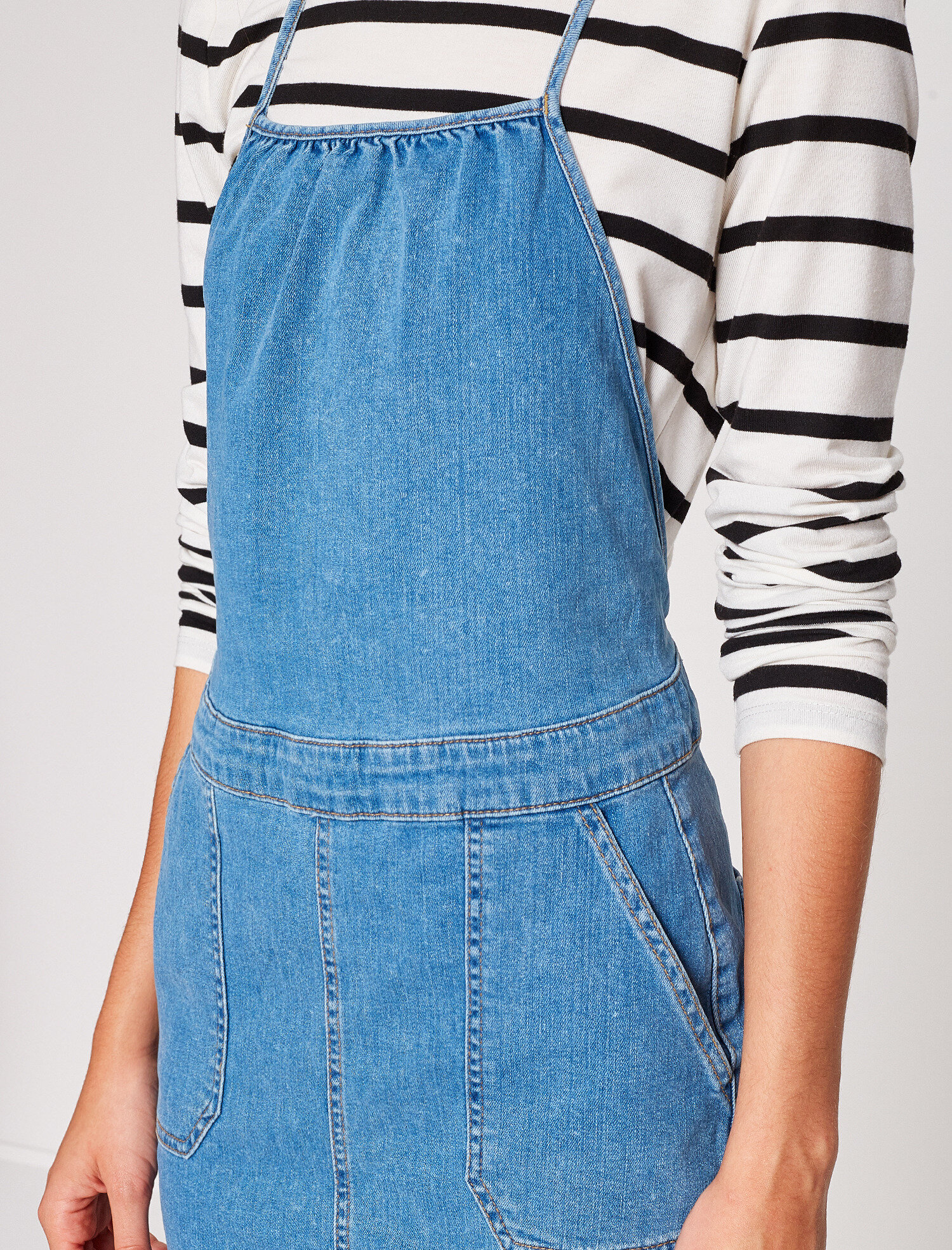   Askılı Jean Elbise