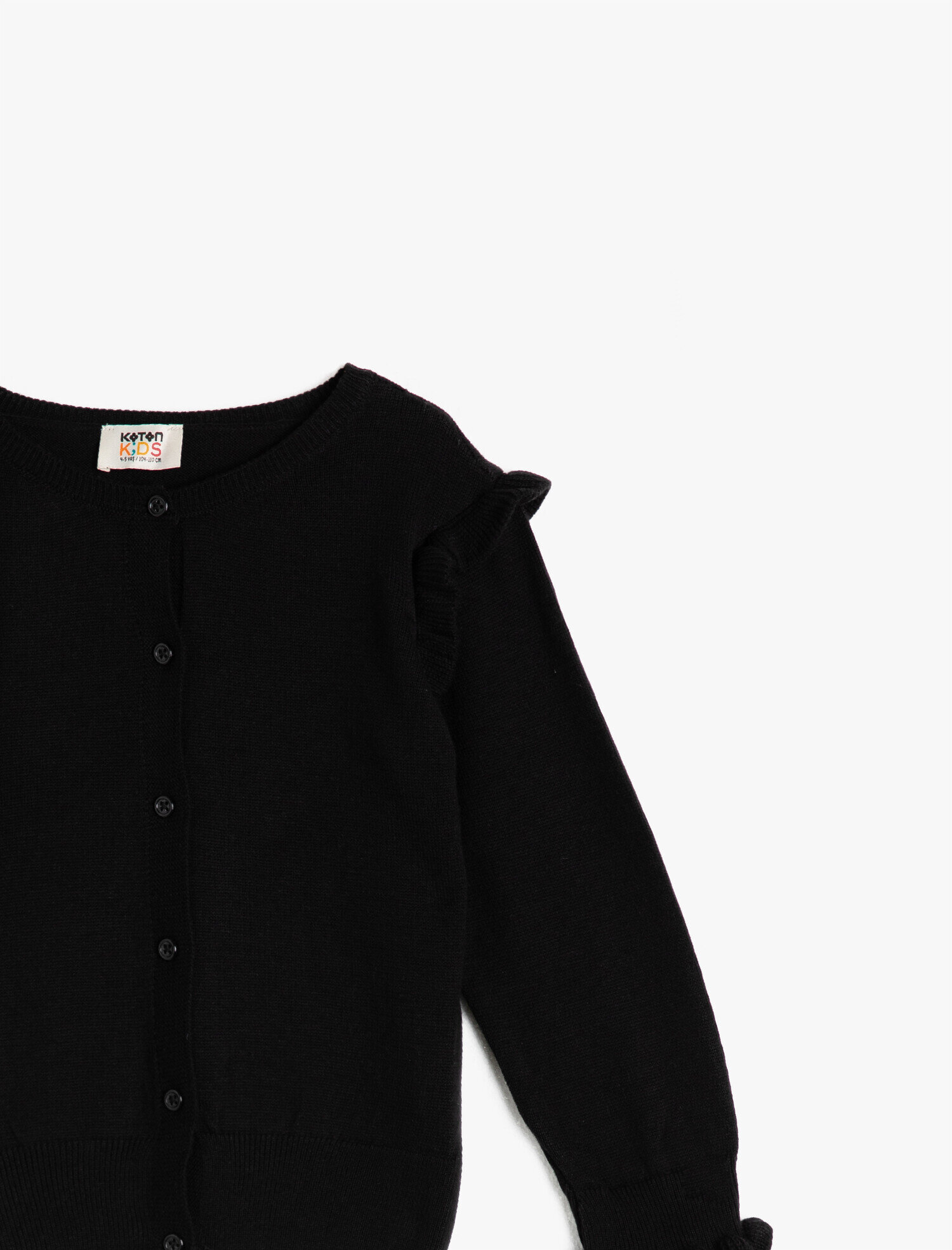  Kız Çocuk Uzun Kollu Fırfırlı Düğmeli Triko Hırka