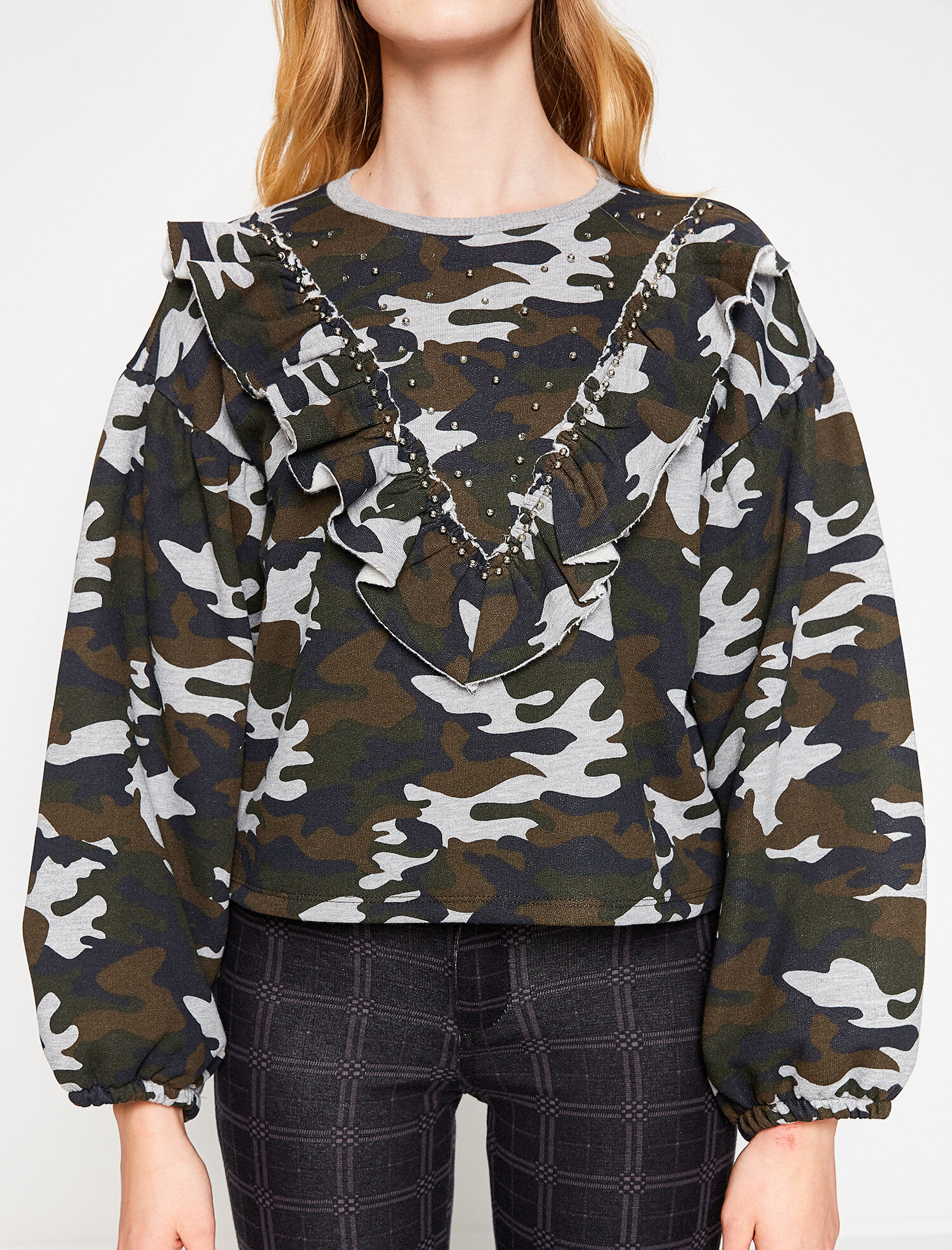   Kamuflaj Desenli Sweatshirt