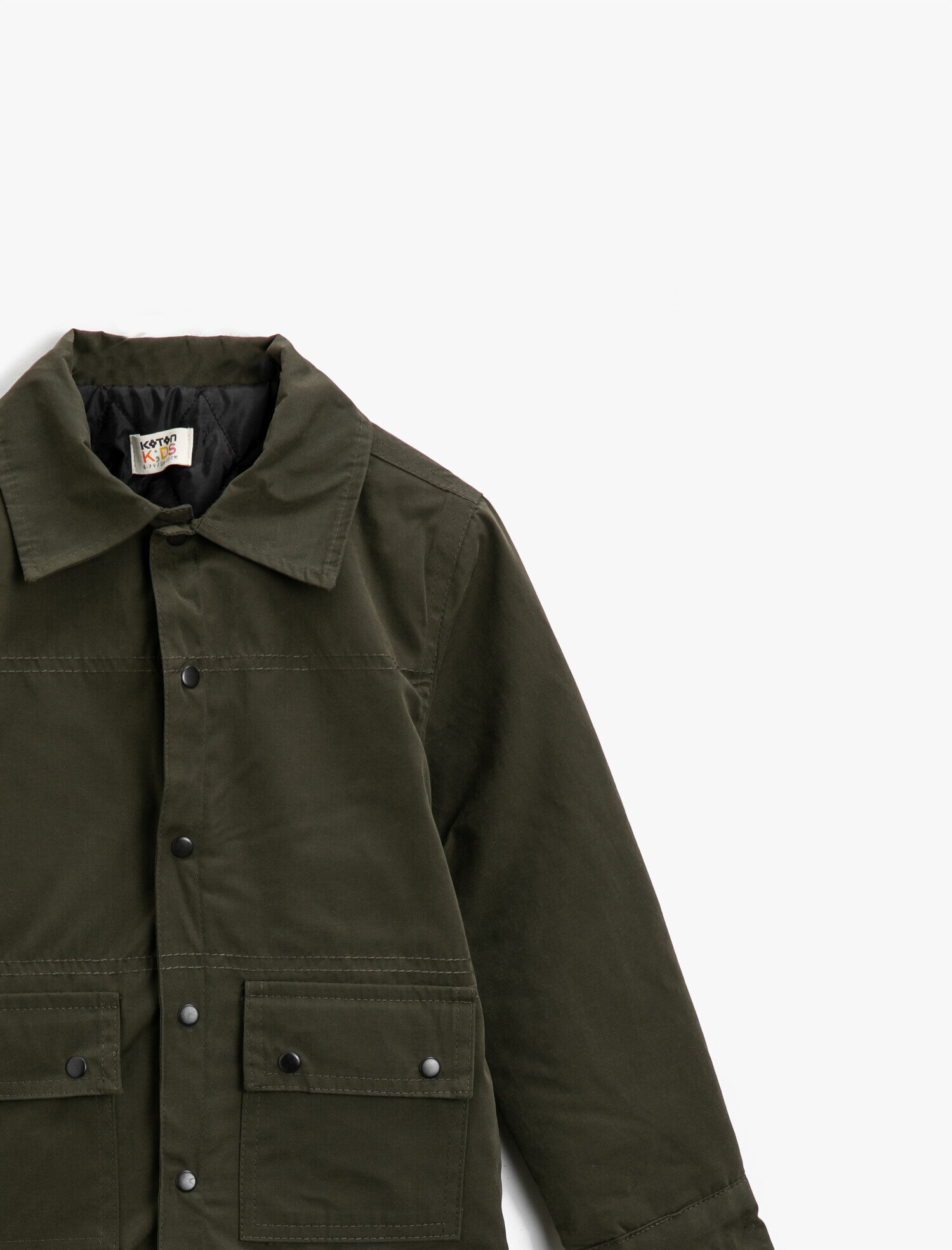 Erkek Çocuk Düğmeli Cepli Gömlek Yaka Kaban