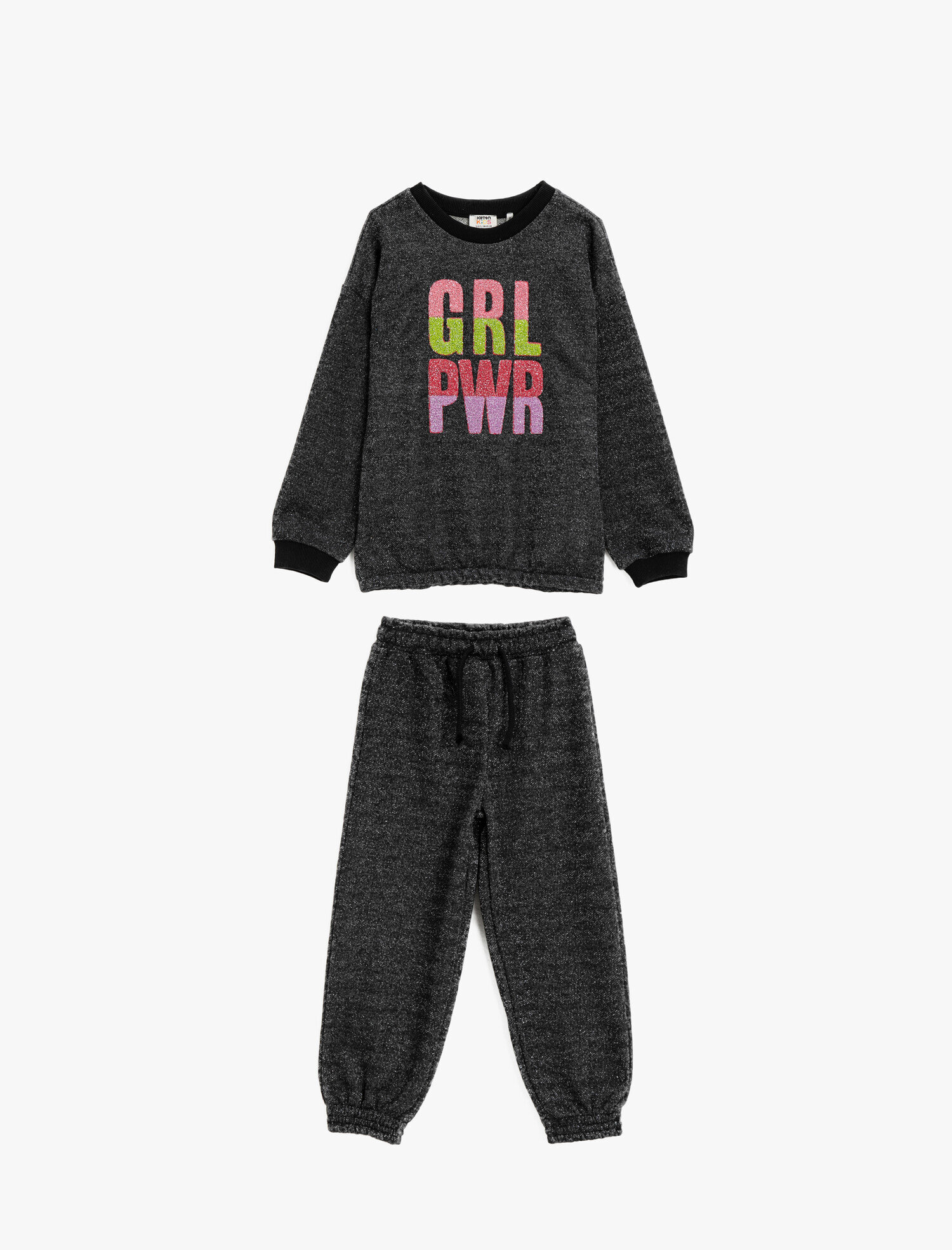  Kız Çocuk Baskılı Bisiklet Yaka Uzun Kollu Sweatshirt