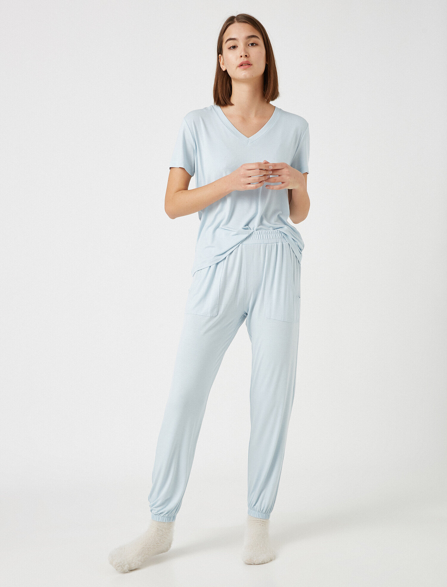   Viskon Içerikli Cepli Pijama Alti